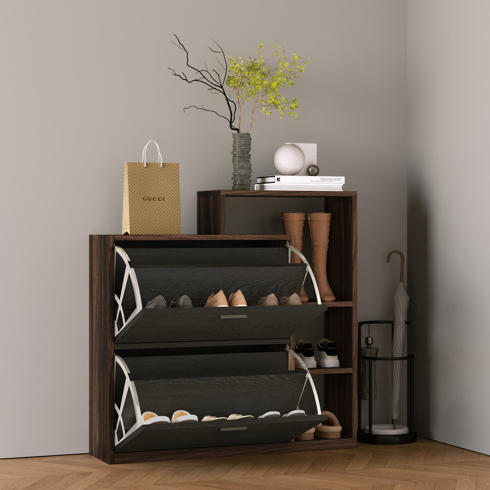 YOWOS Entryway Shoe Rack Shoe Cabinet With Flip-Drawer-Clearance Sale-7 left