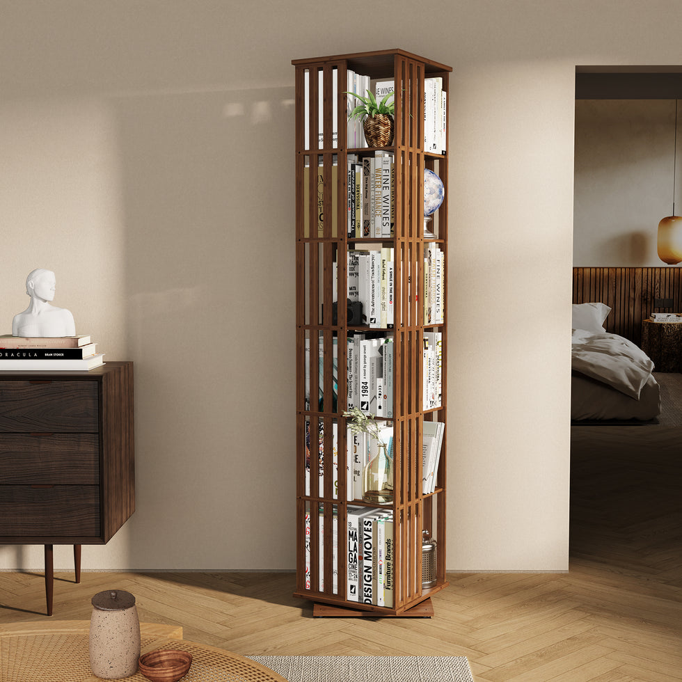 Mid Century Narrow Rotating Bookcase Living Room – Yowos