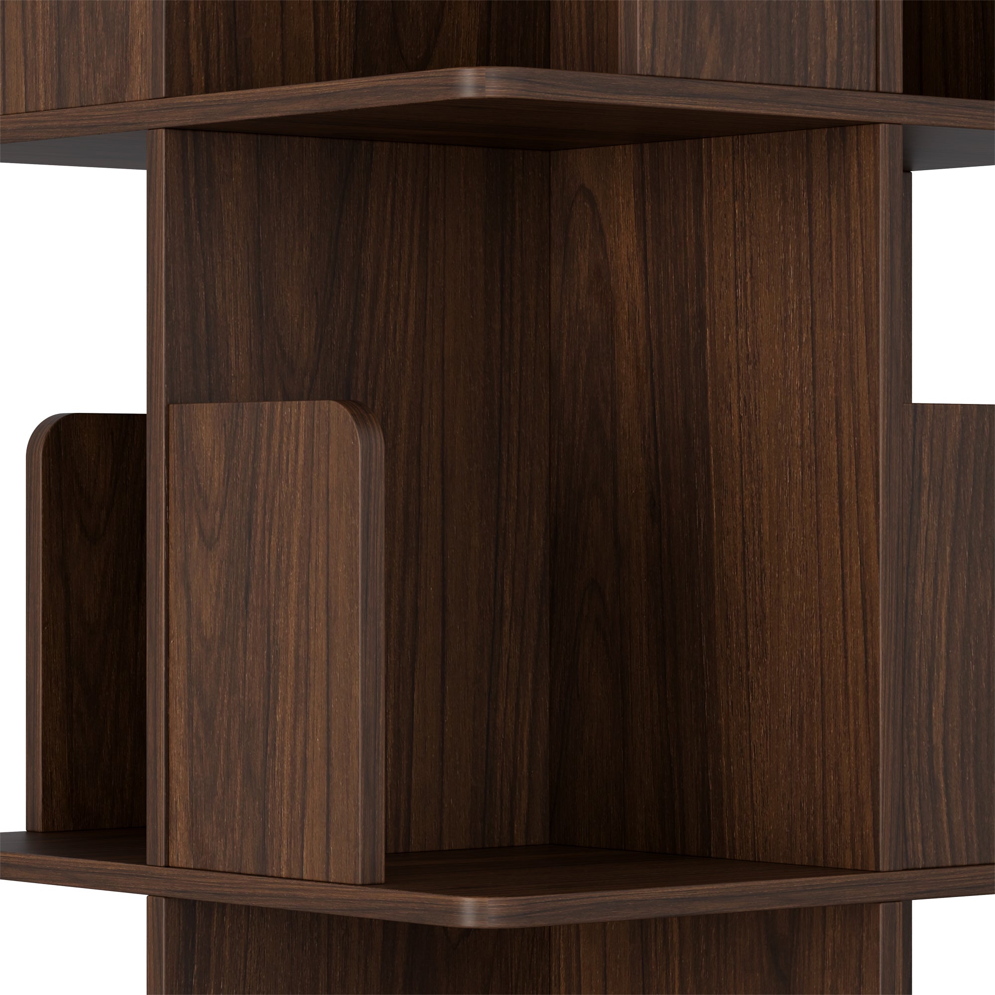 YOWOS Vortex Series Vitru Spin 360° Rotating Bookshelf Wood Walnut 4 Tiers