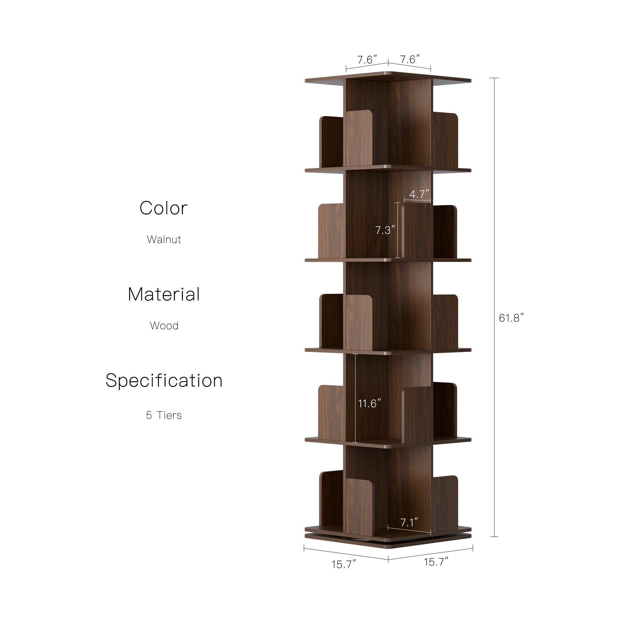YOWOS Vortex Series Vitru Spin 360° Rotating Bookshelf / Storage Rack
