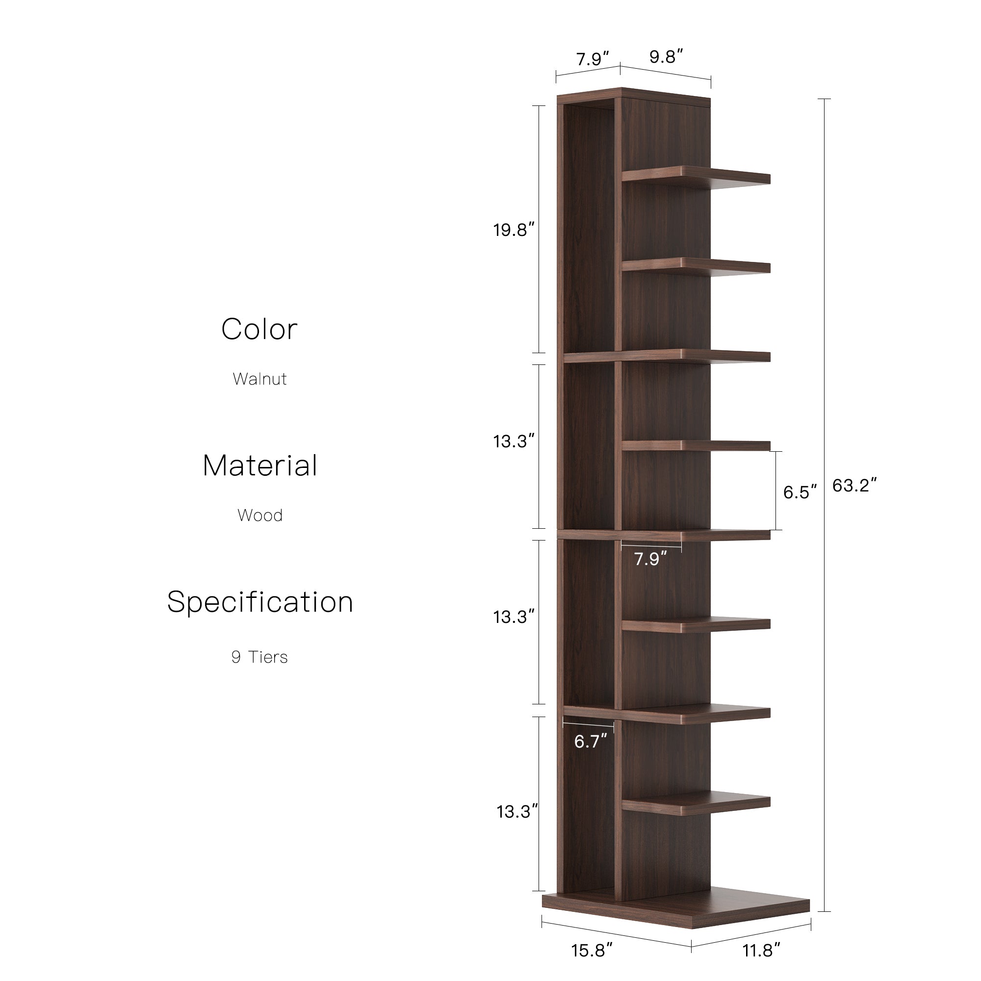 YOWOS Chiaroscuro Series Mirage 9-Tier Vertical Invisible Bookshelf