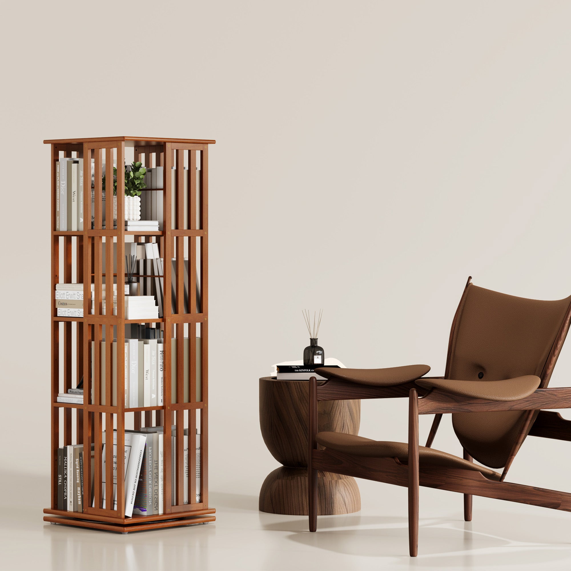 YOWOS Vortex Series Meridian 360° Rotating Bookshelf /CD Organizer