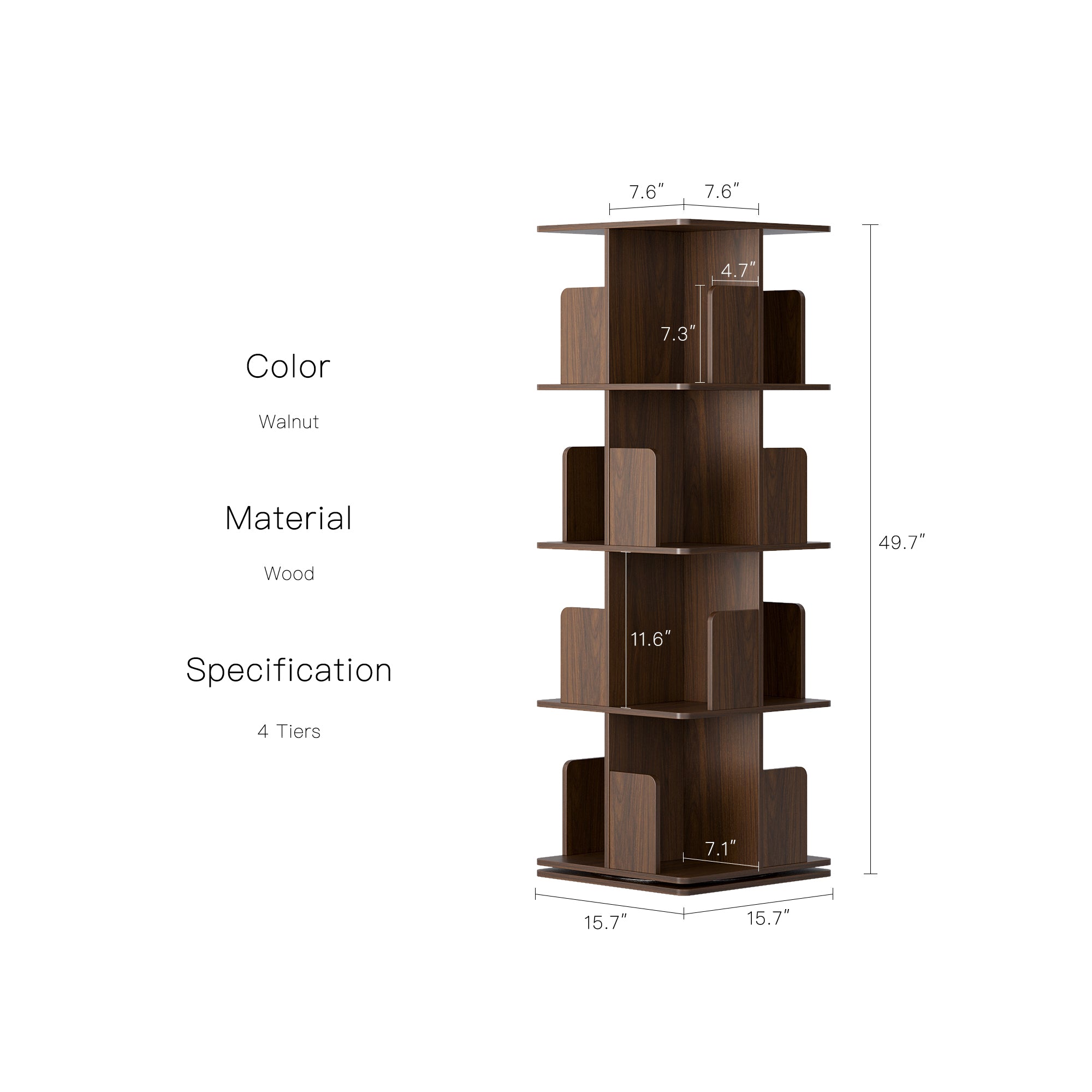 YOWOS Vortex Series Vitru Spin 360° Rotating Bookshelf / Storage Rack