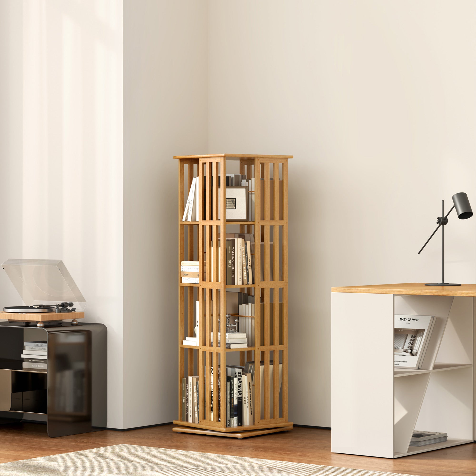 YOWOS Vortex Series Meridian 360° Rotating Bookshelf /CD Organizer