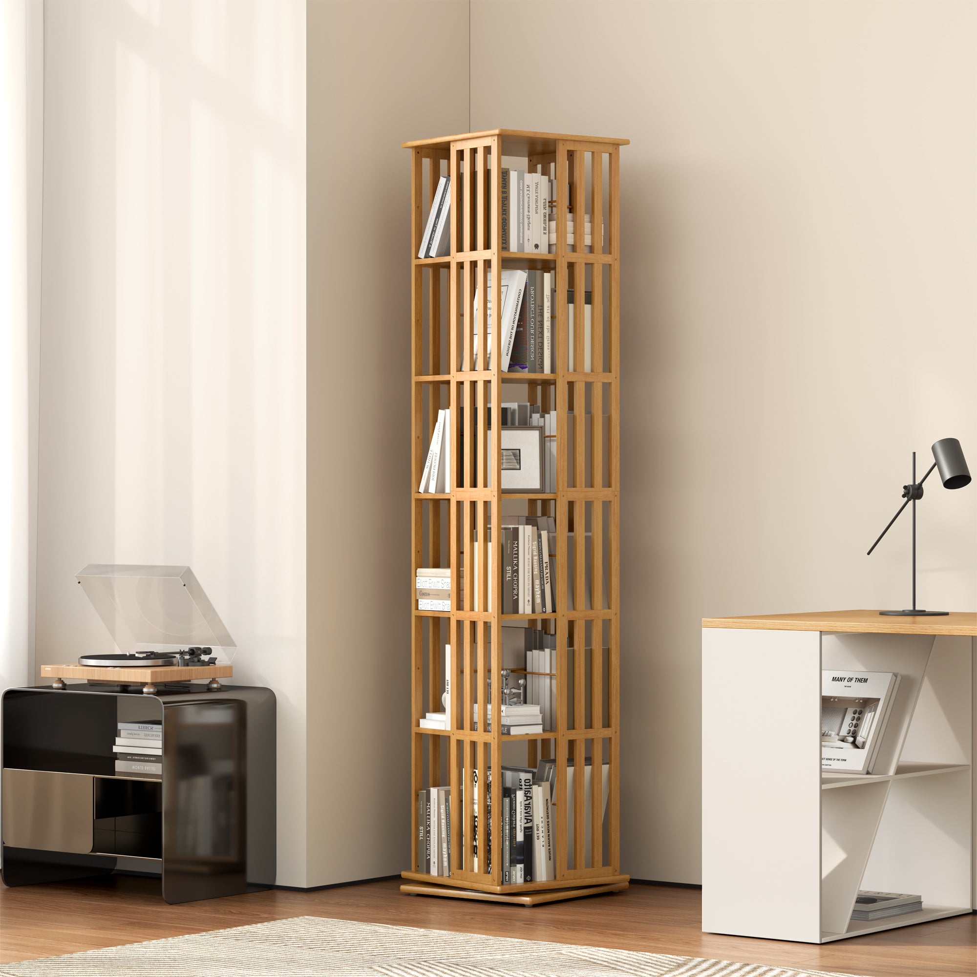 YOWOS Vortex Series Meridian 360° Rotating Bookshelf /CD Organizer