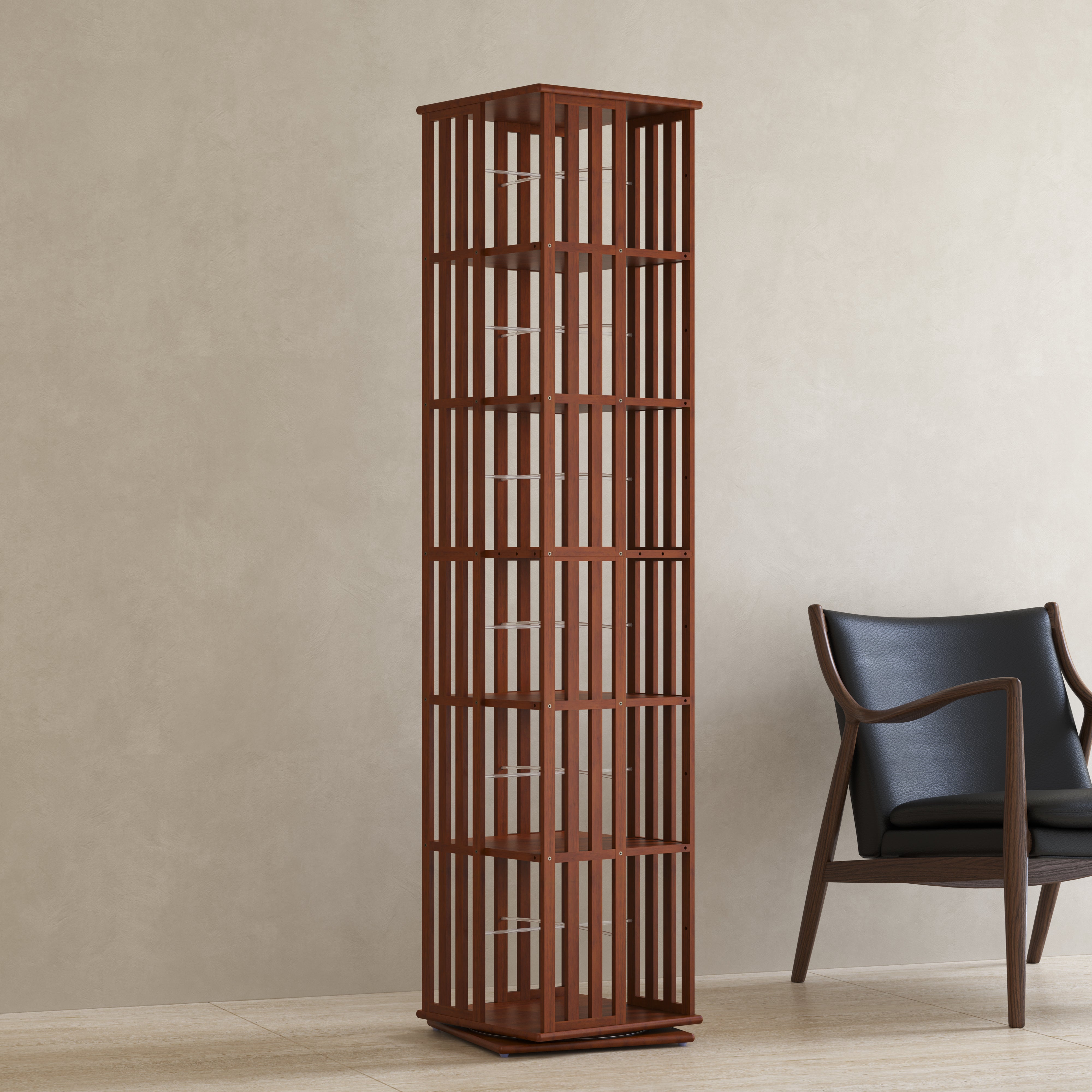 YOWOS Meridian 360° Rotating Storage Rack Solid Wood Walnut 6 Tiers