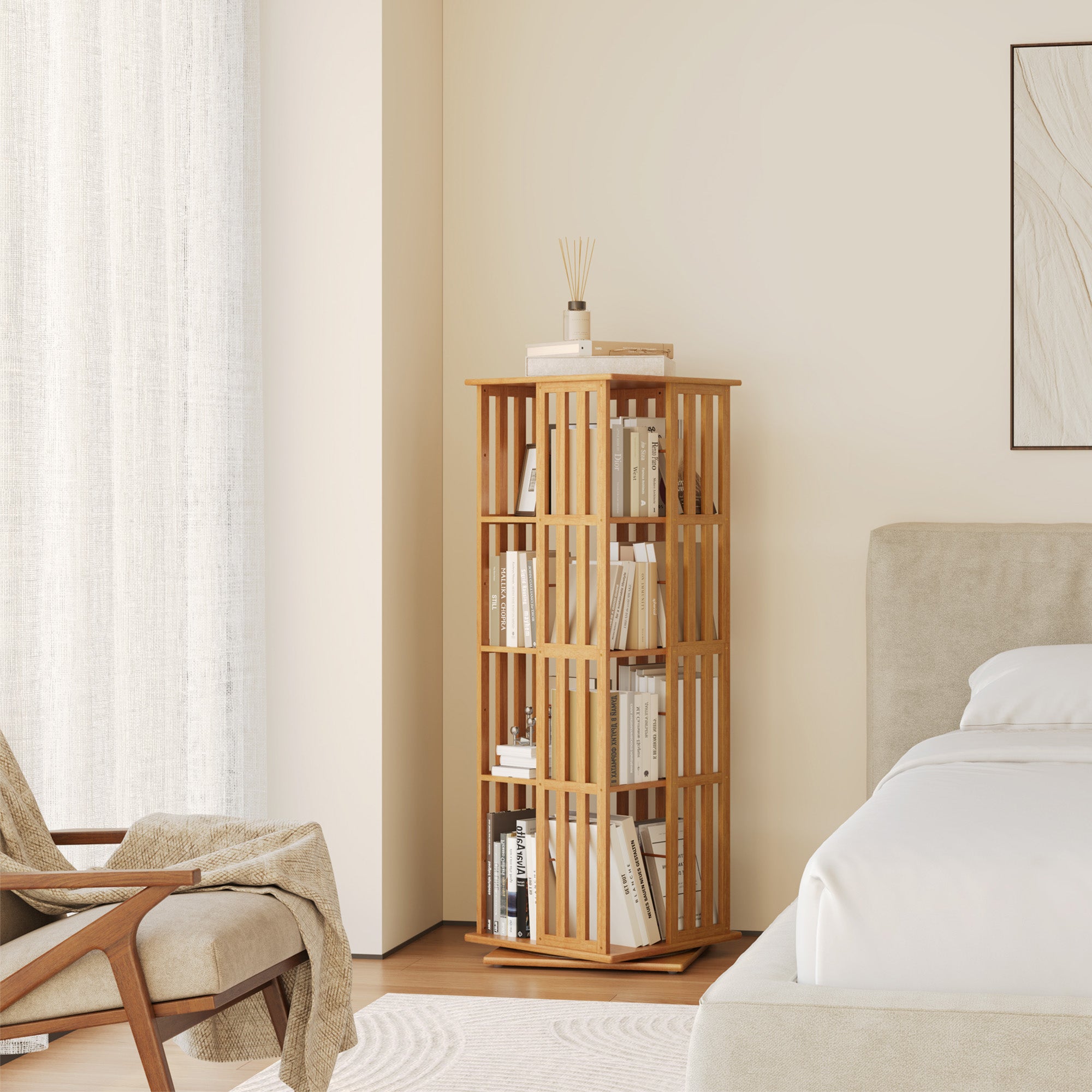 YOWOS Vortex Series Meridian 360° Rotating Bookshelf /CD Organizer