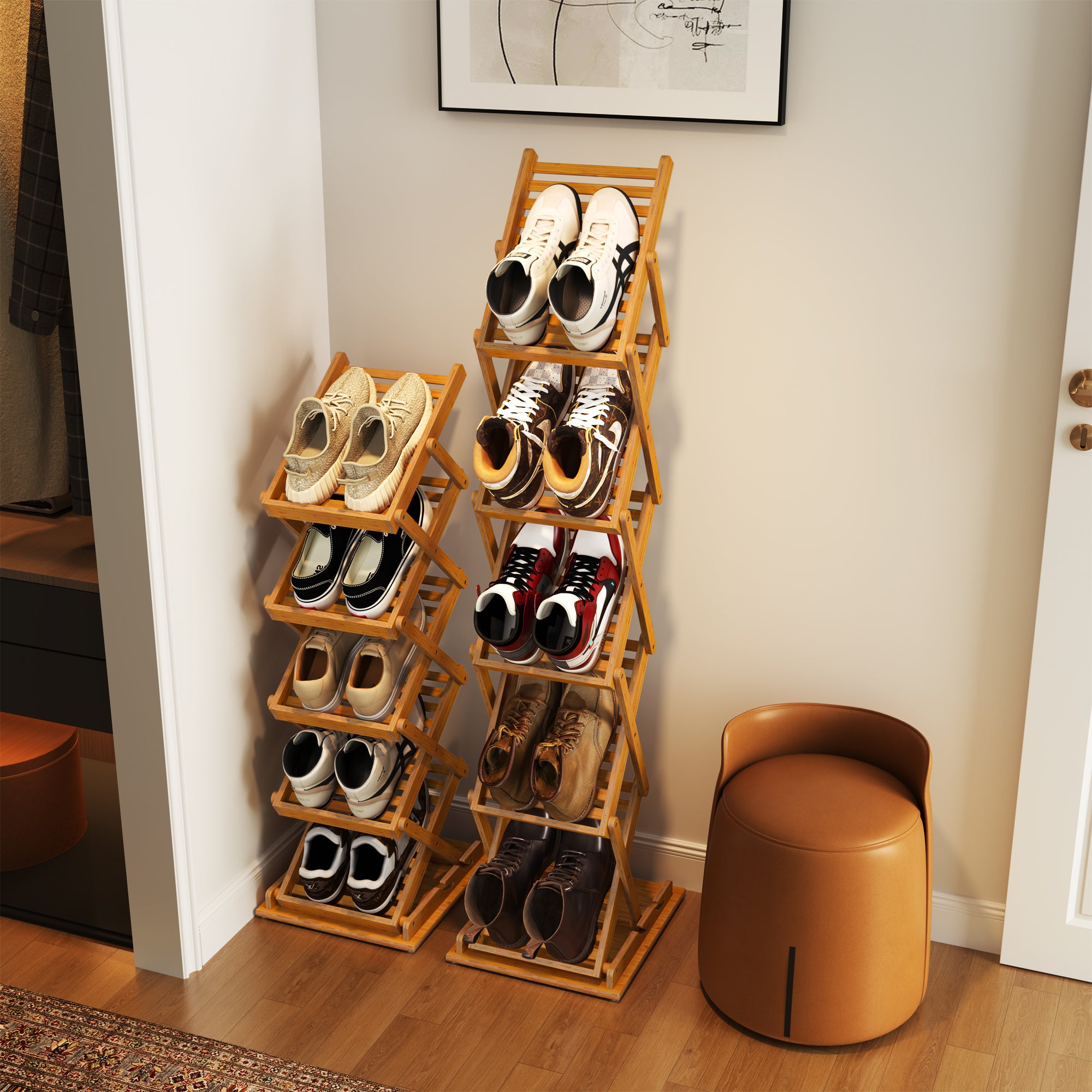 YOWOS Zip Stack Series FlowLift 5-Tier Space-Saving Deep Shoe Rack for Large Shoes