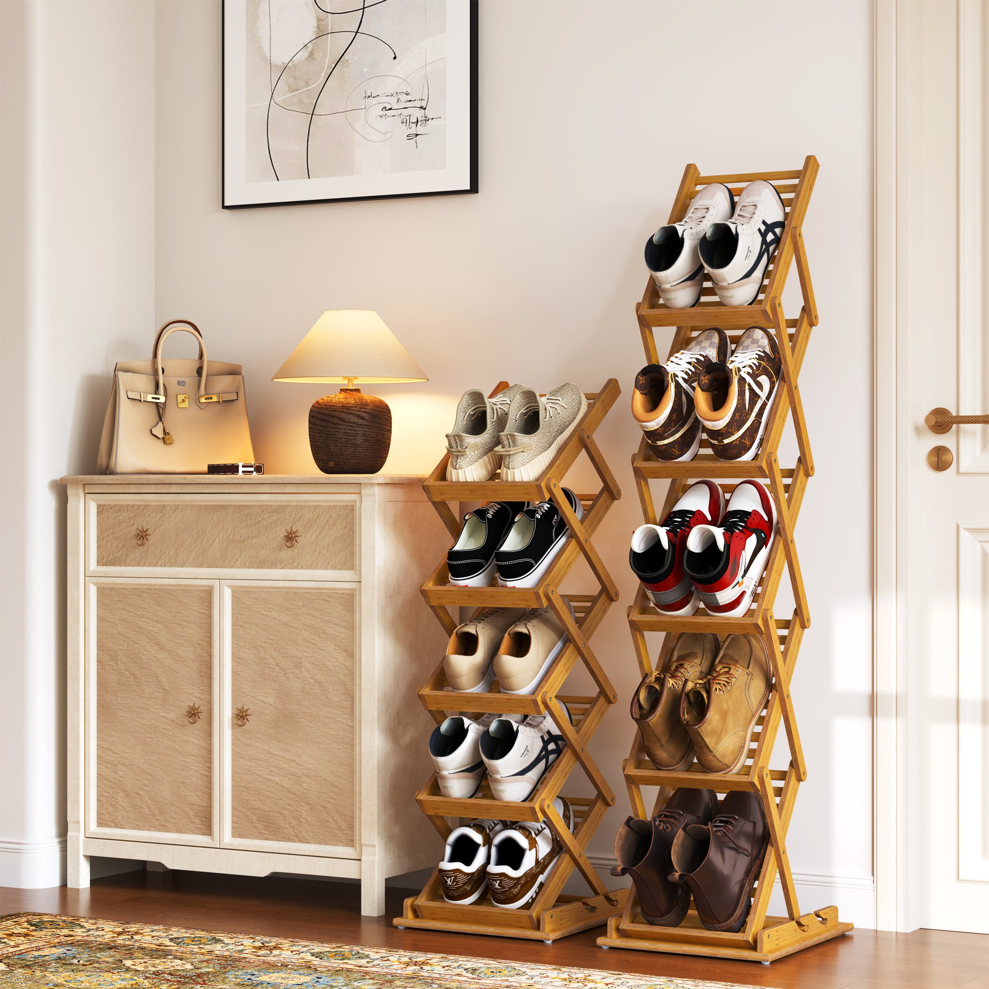 YOWOS Zip Stack Series FlowLift 5-Tier Space-Saving Deep Shoe Rack for Large Shoes