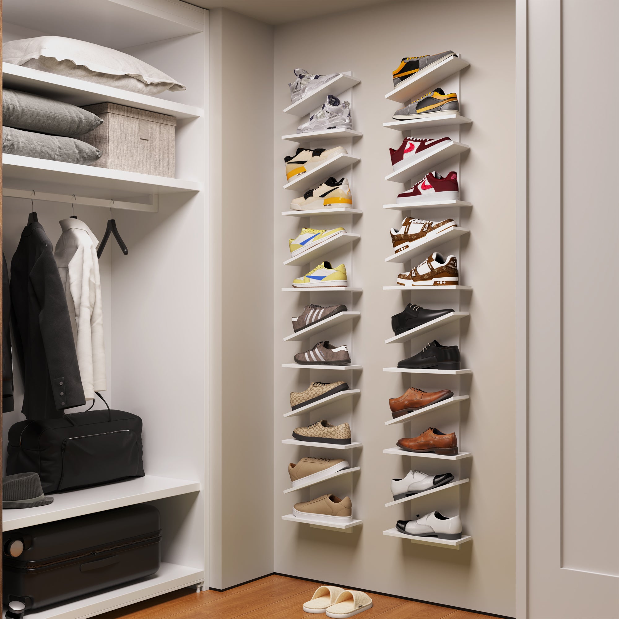 YOWOS Chiaroscuro Series Thor Z-Shaped Wall-Mounted Shoe Shelf for 6 Pairs of Shoes