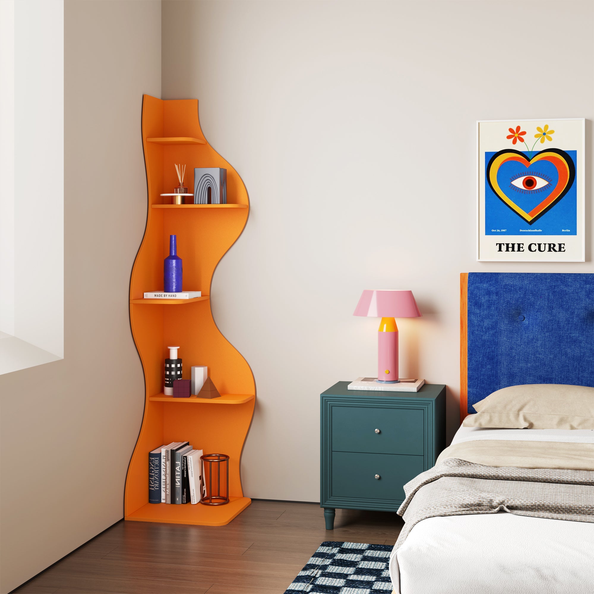 YOWOS Viva La Vida Series Flamenco Wave Display Shelf Wood Orange Large Size