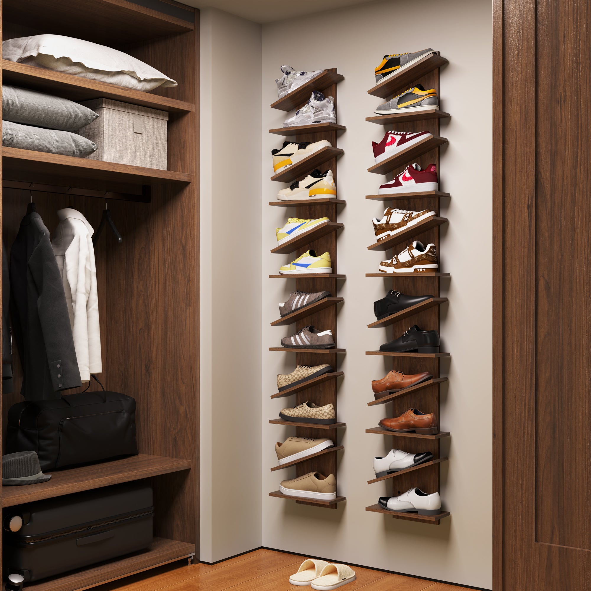 YOWOS Thor Z-Shaped Wall-Mounted Shoe Shelf for 6 Pairs of Shoes