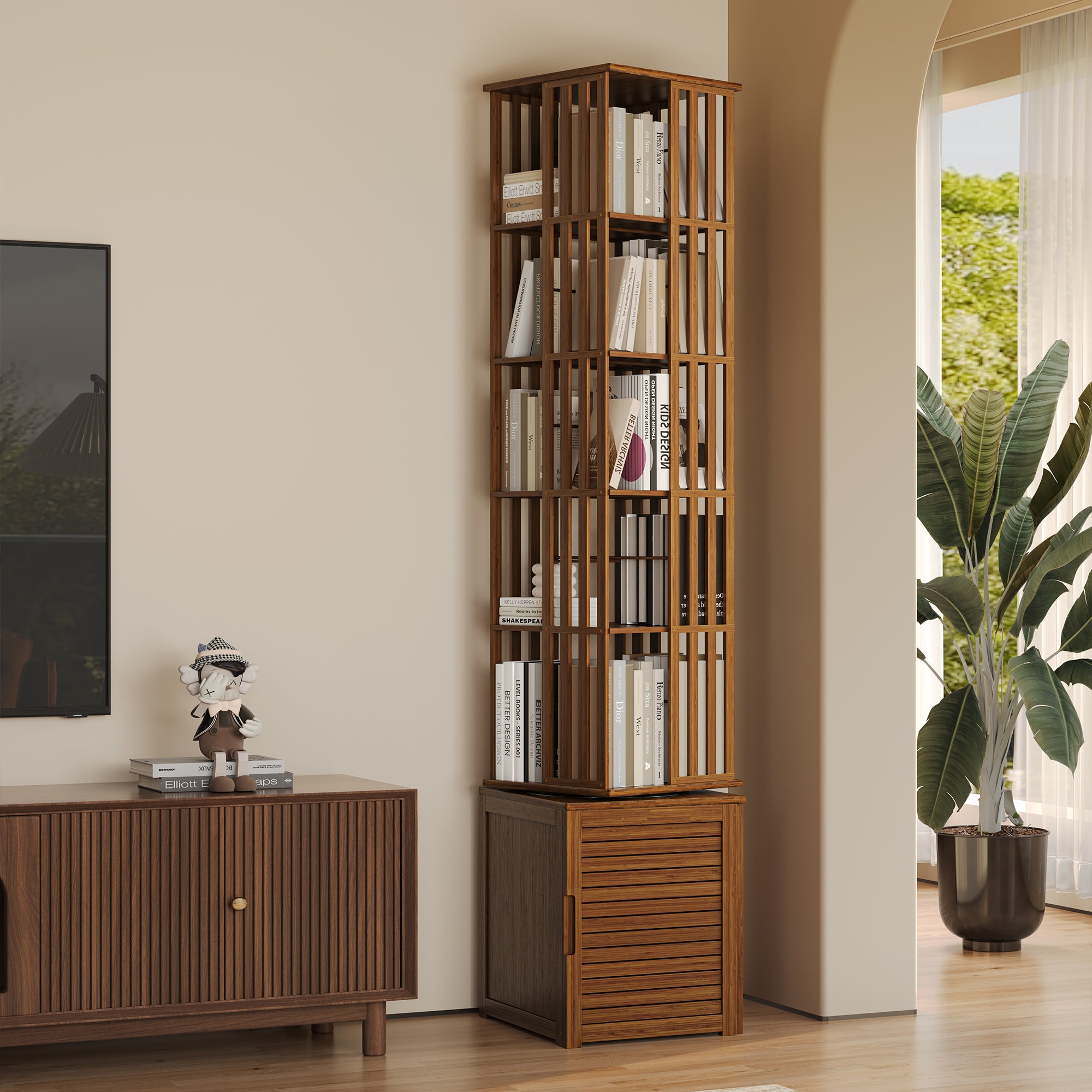 YOWOS Vortex Series Meridian 360° Rotating Bookshelf /CD Organizer