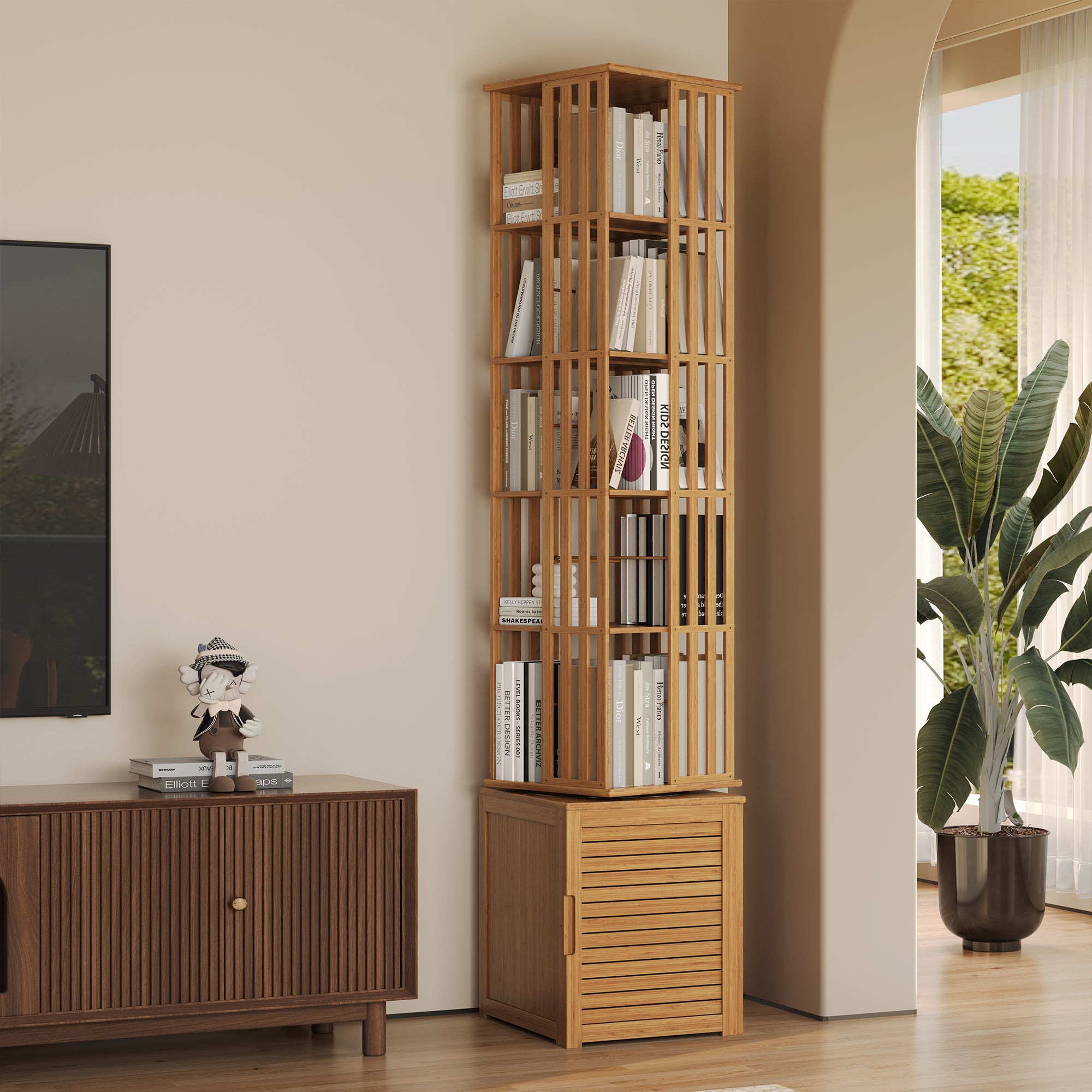 YOWOS Vortex Series Meridian 360° Rotating Bookshelf /CD Organizer