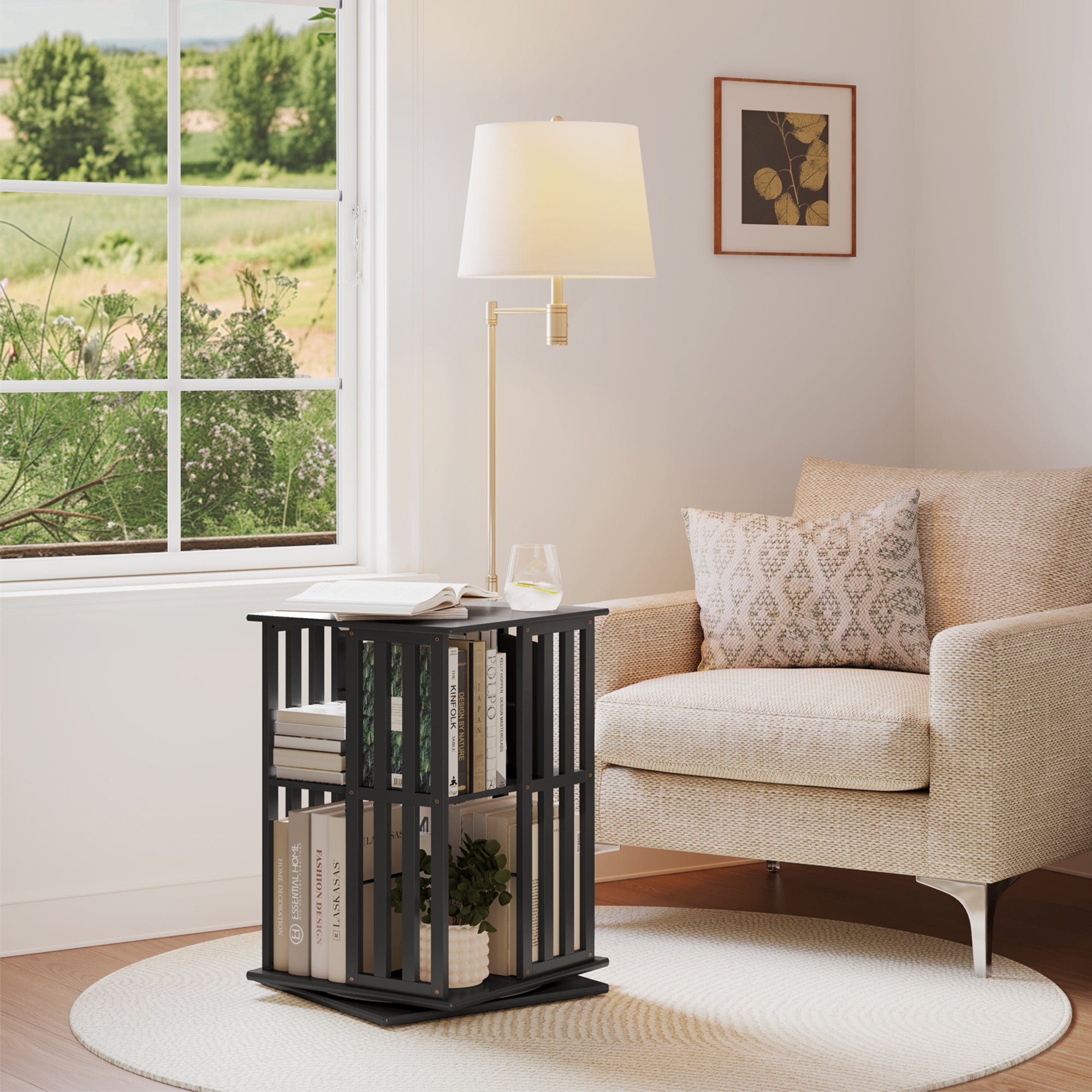 YOWOS Vortex Series Meridian 360° Rotating Bookshelf /CD Organizer