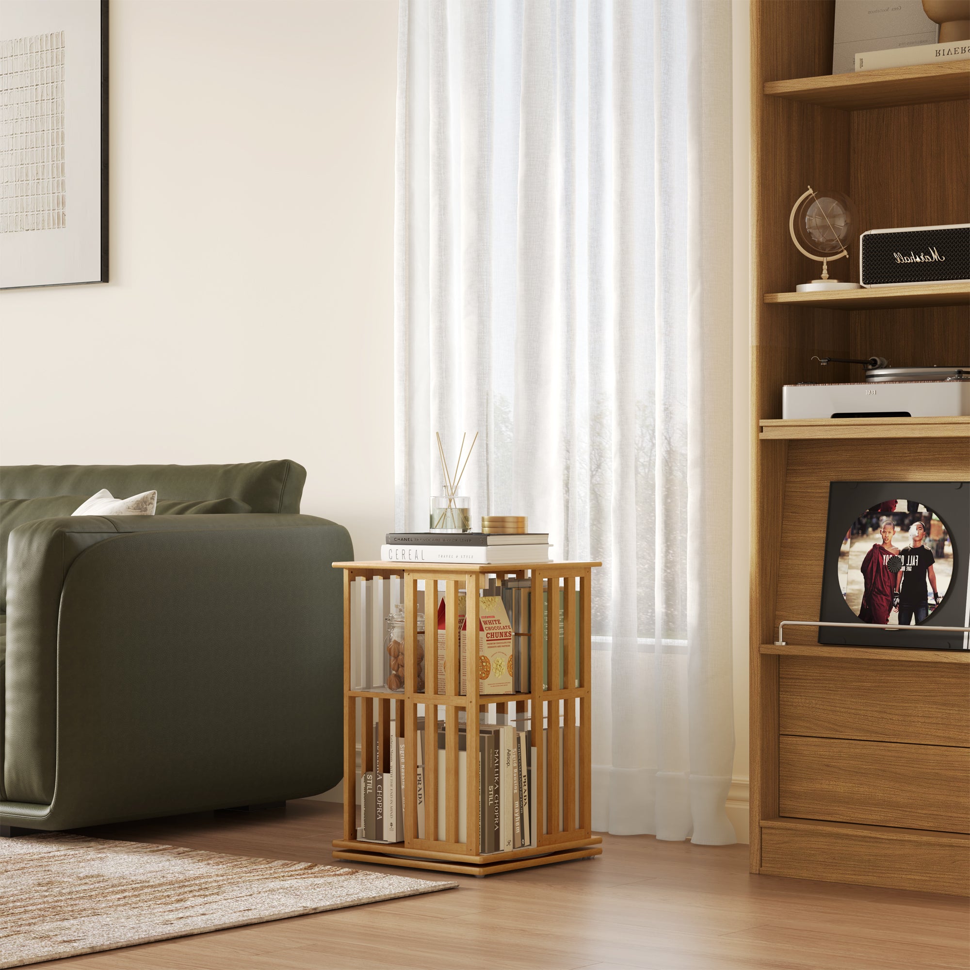 YOWOS Vortex Series Meridian 360° Rotating Bookshelf /CD Organizer