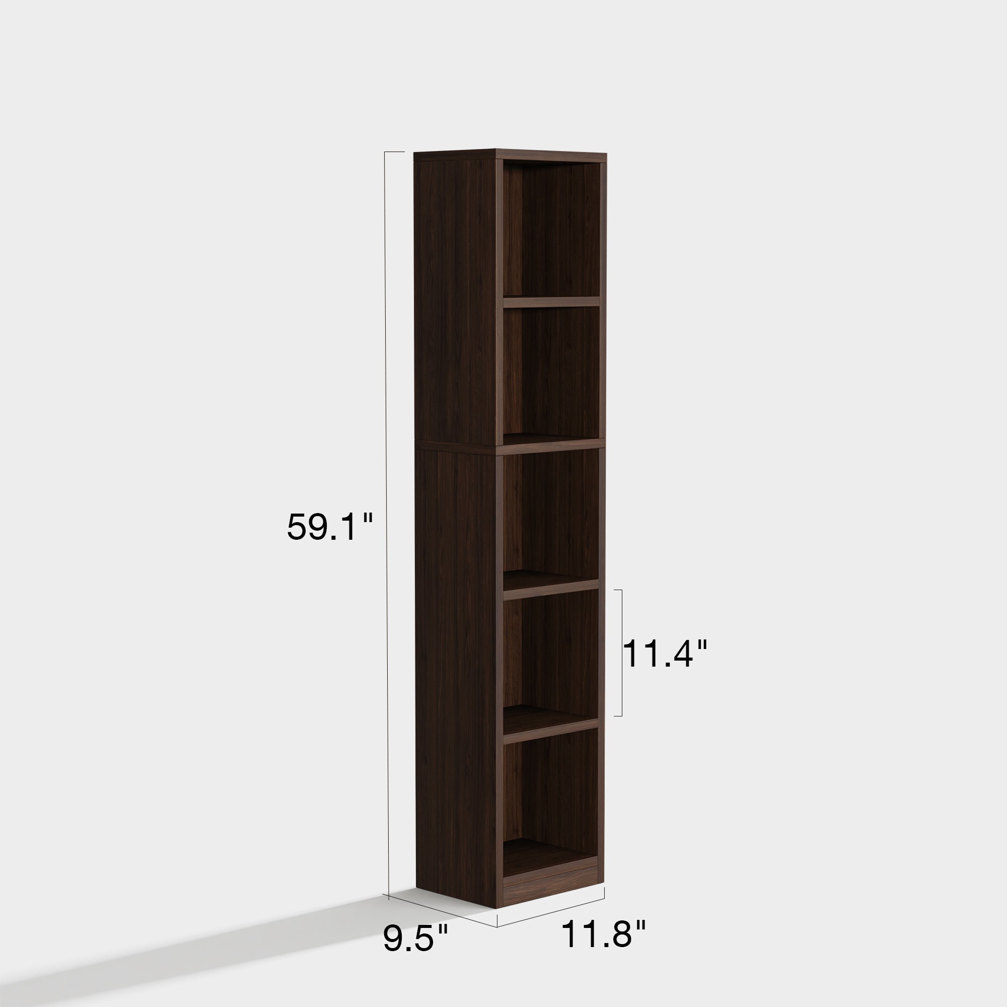 YOWOS Wooden Corner Bookshelf Mid Century Narrow Bookcase-Clearance Sale-7 left