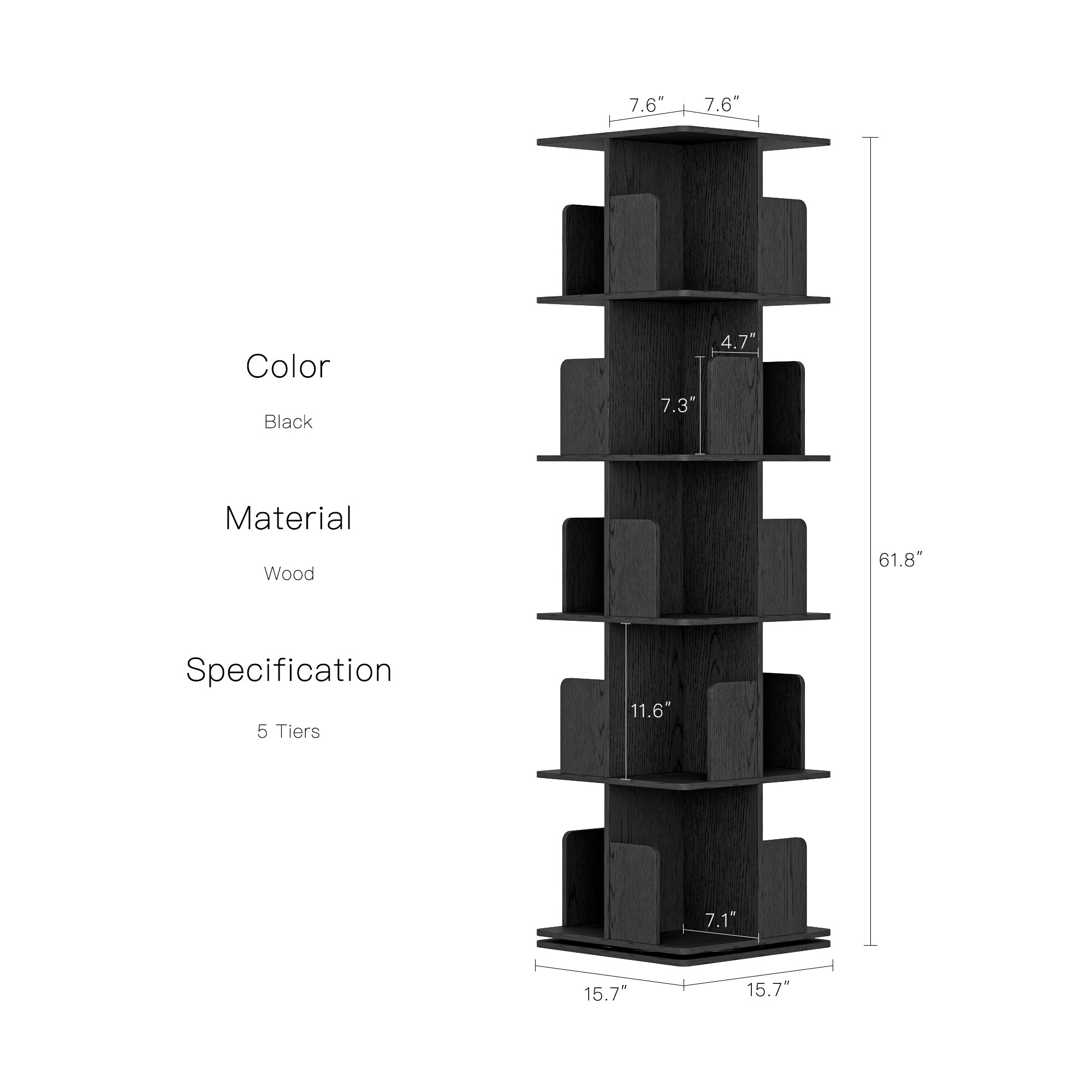 YOWOS Vortex Series Vitru Spin 360° Rotating Bookshelf / Storage Rack
