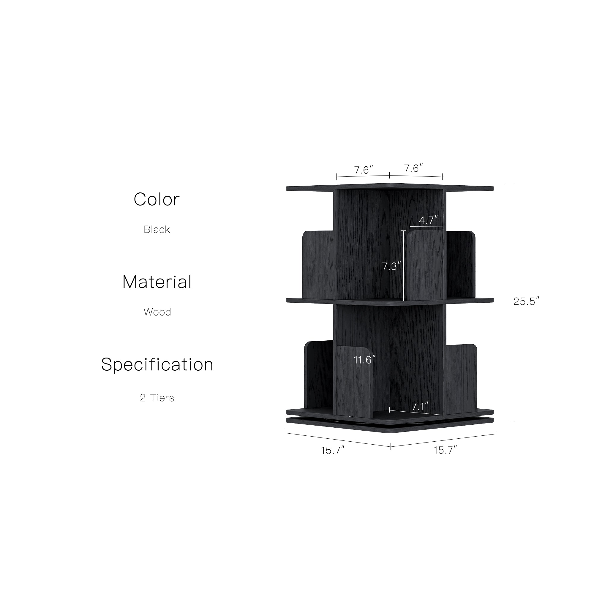 YOWOS Vortex Series Vitru Spin 360° Rotating Bookshelf / Storage Rack