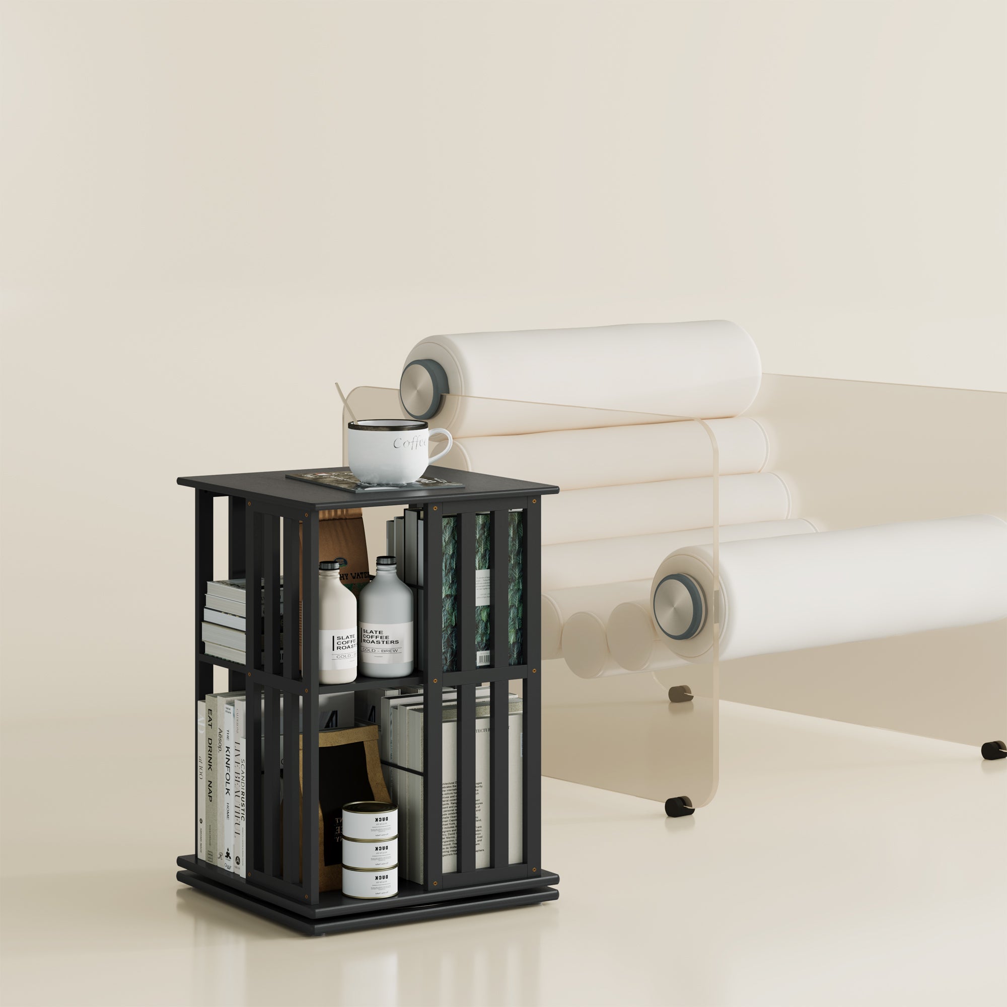 YOWOS Vortex Series Meridian 360° Rotating Bookshelf /CD Organizer