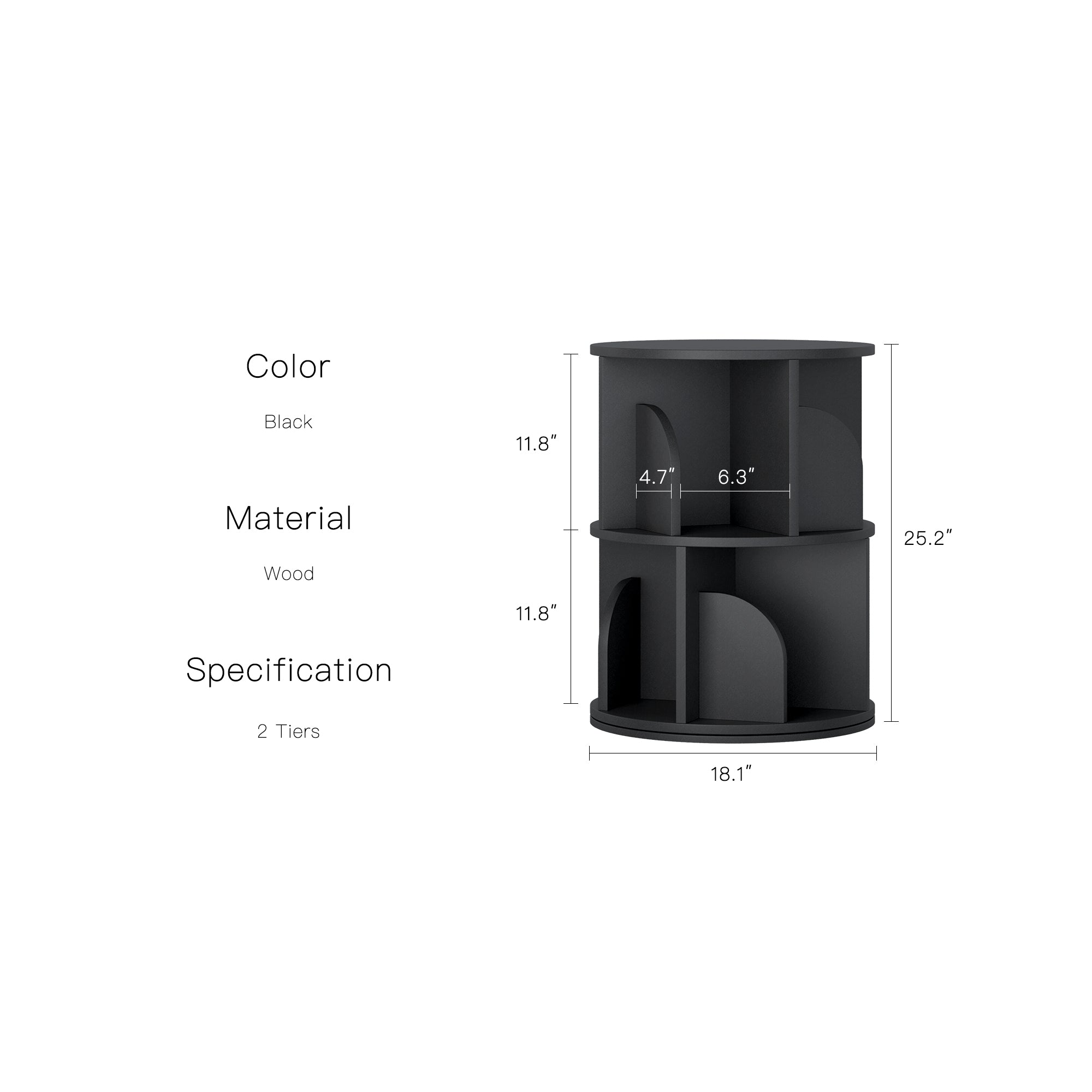 YOWOS Vortex Series Circinus Core 360° Rotating Bookshelf / Storage Rack