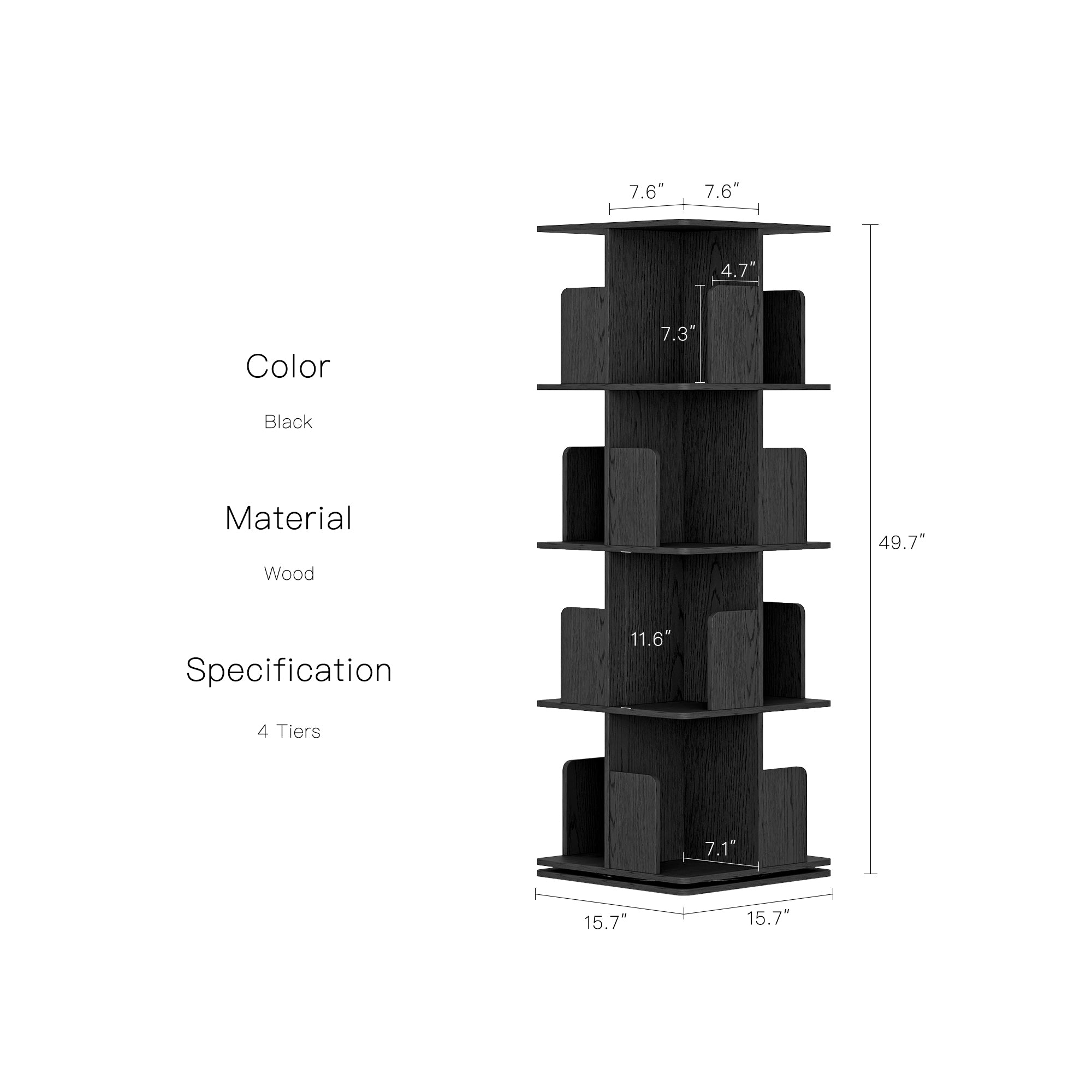 YOWOS Vortex Series Vitru Spin 360° Rotating Bookshelf / Storage Rack