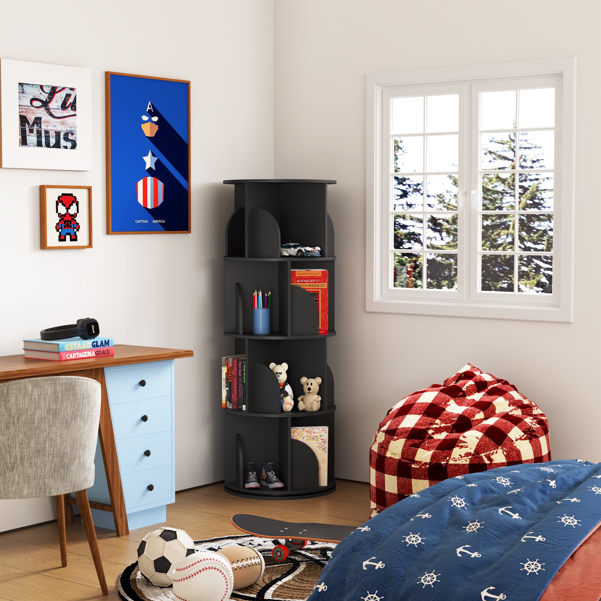 YOWOS Vortex Series Circinus Core 360° Rotating Bookshelf / Storage Rack