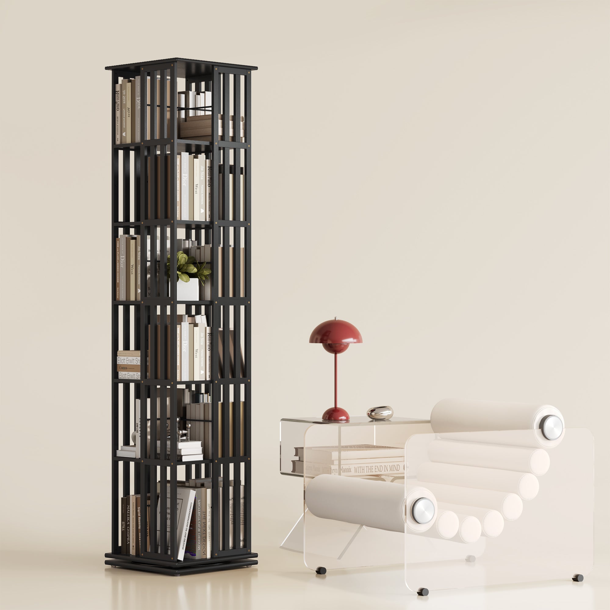 YOWOS Vortex Series Meridian 360° Rotating Bookshelf /CD Organizer