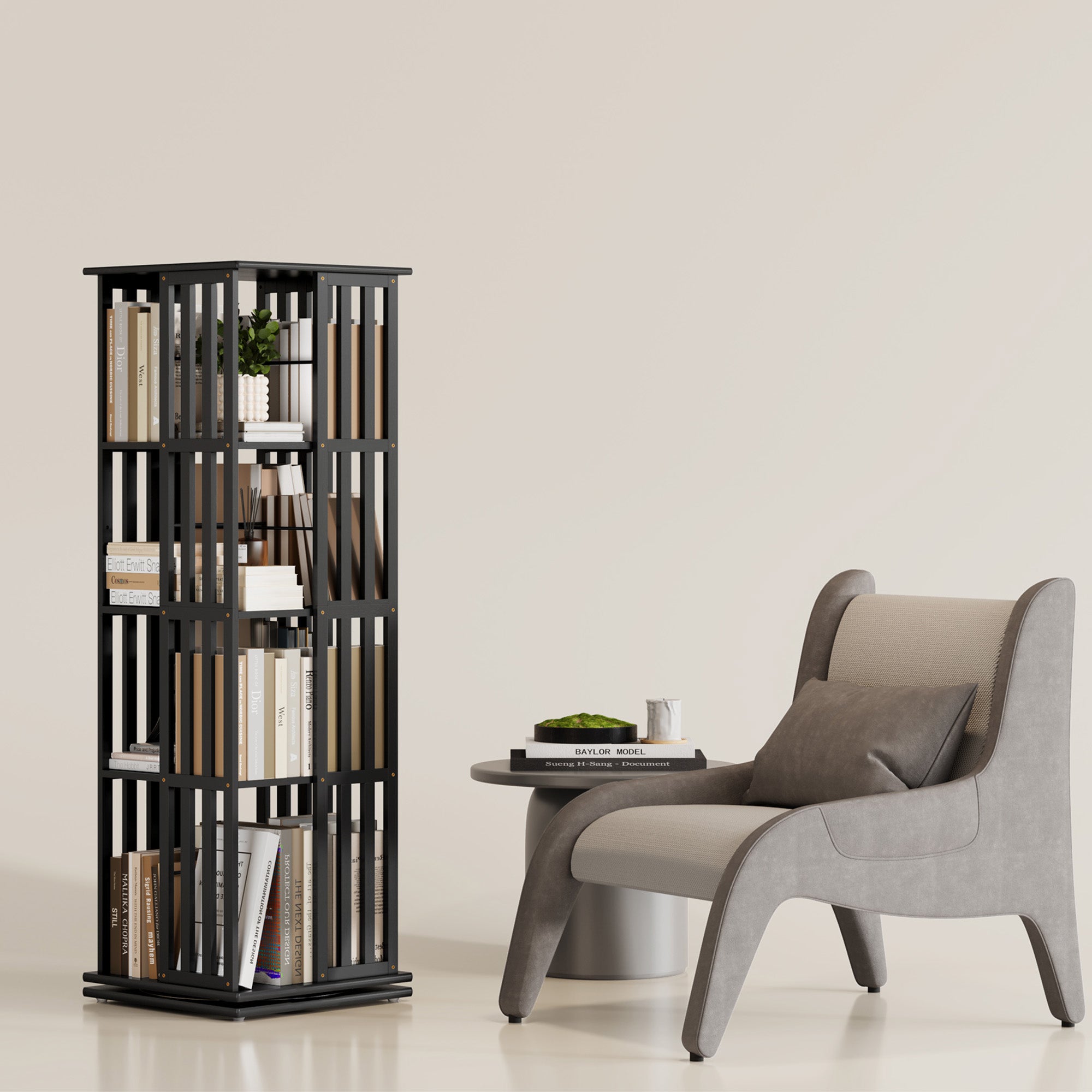 YOWOS Vortex Series Meridian 360° Rotating Bookshelf /CD Organizer