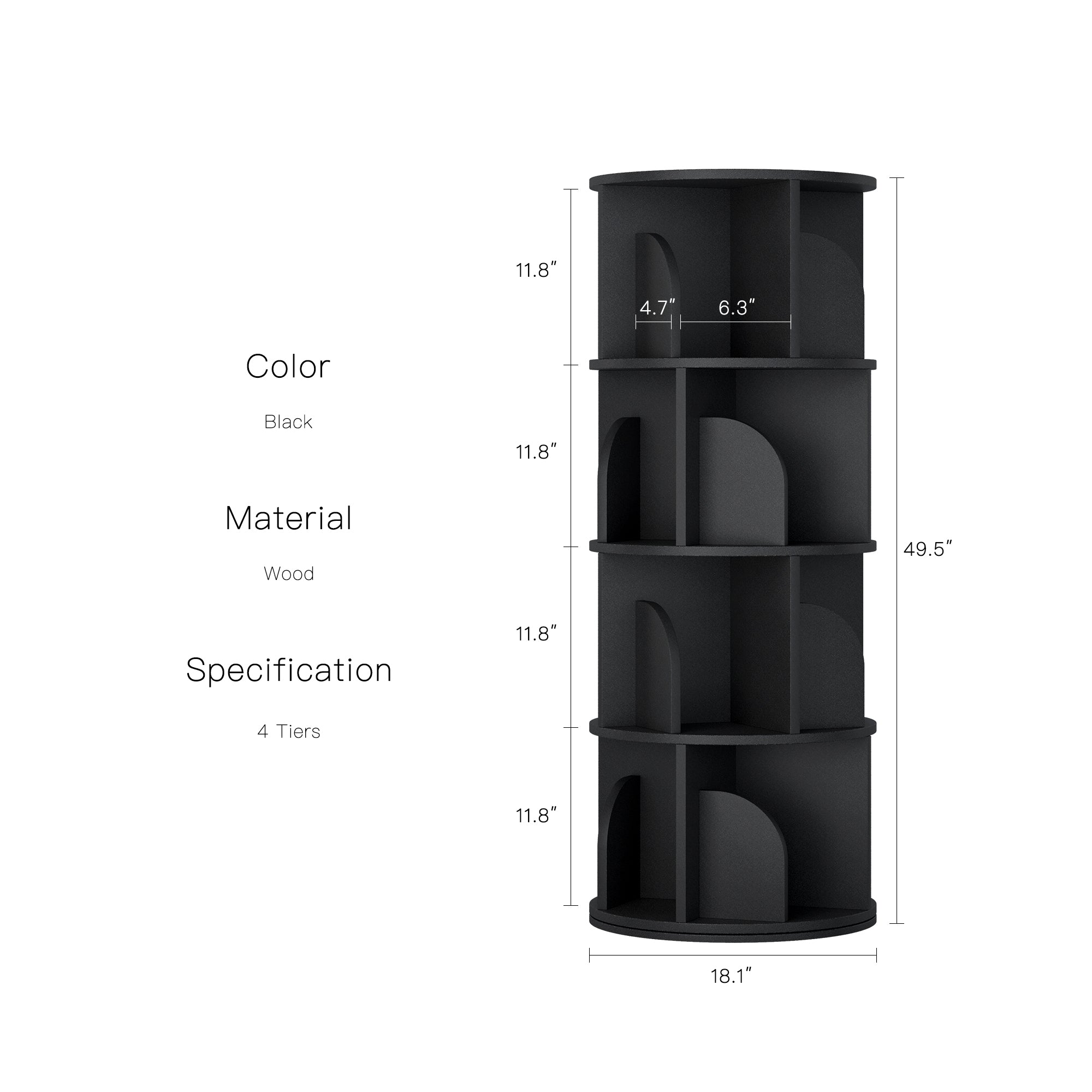 YOWOS Vortex Series Circinus Core 360° Rotating Bookshelf / Storage Rack