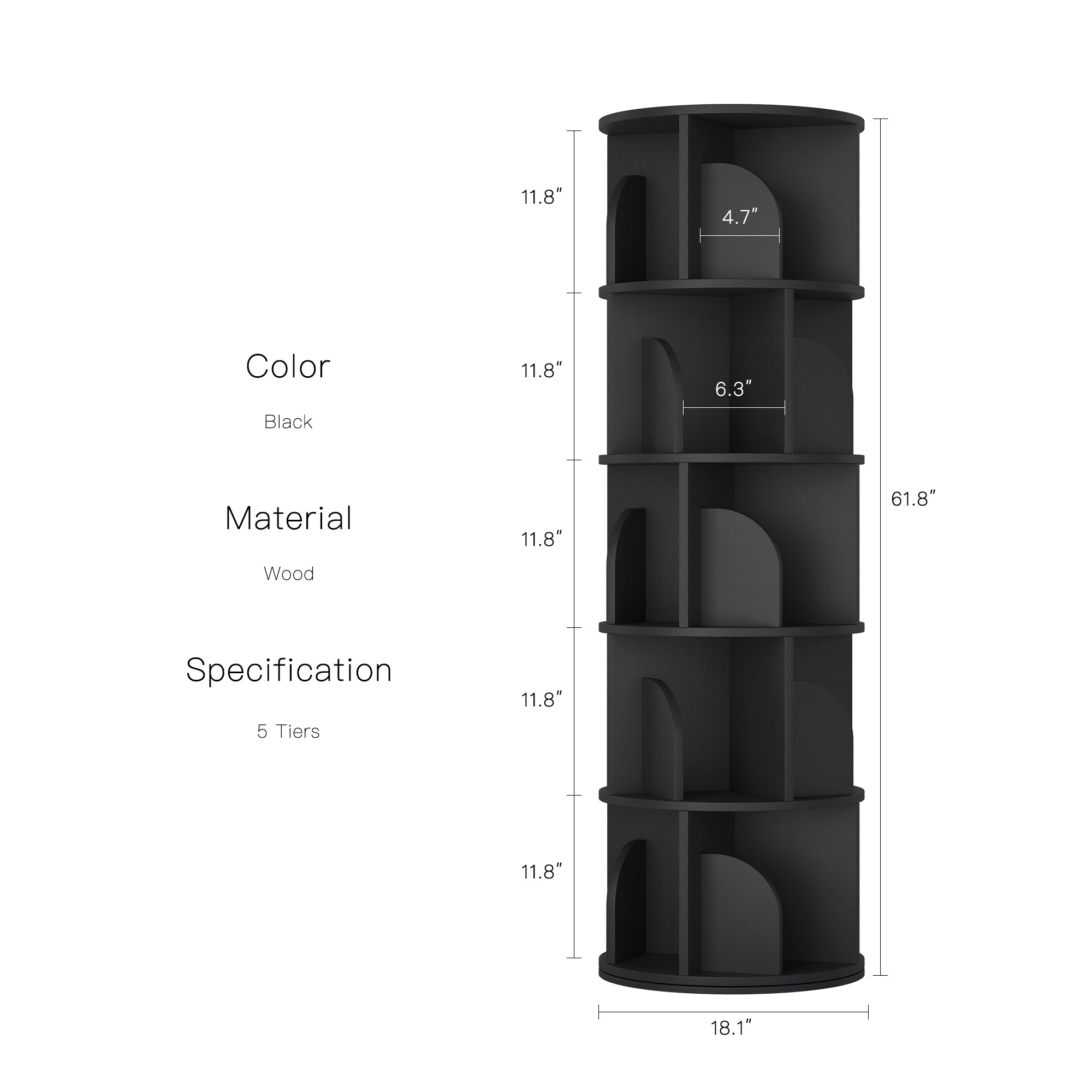 YOWOS Vortex Series Circinus Core 360° Rotating Bookshelf / Storage Rack