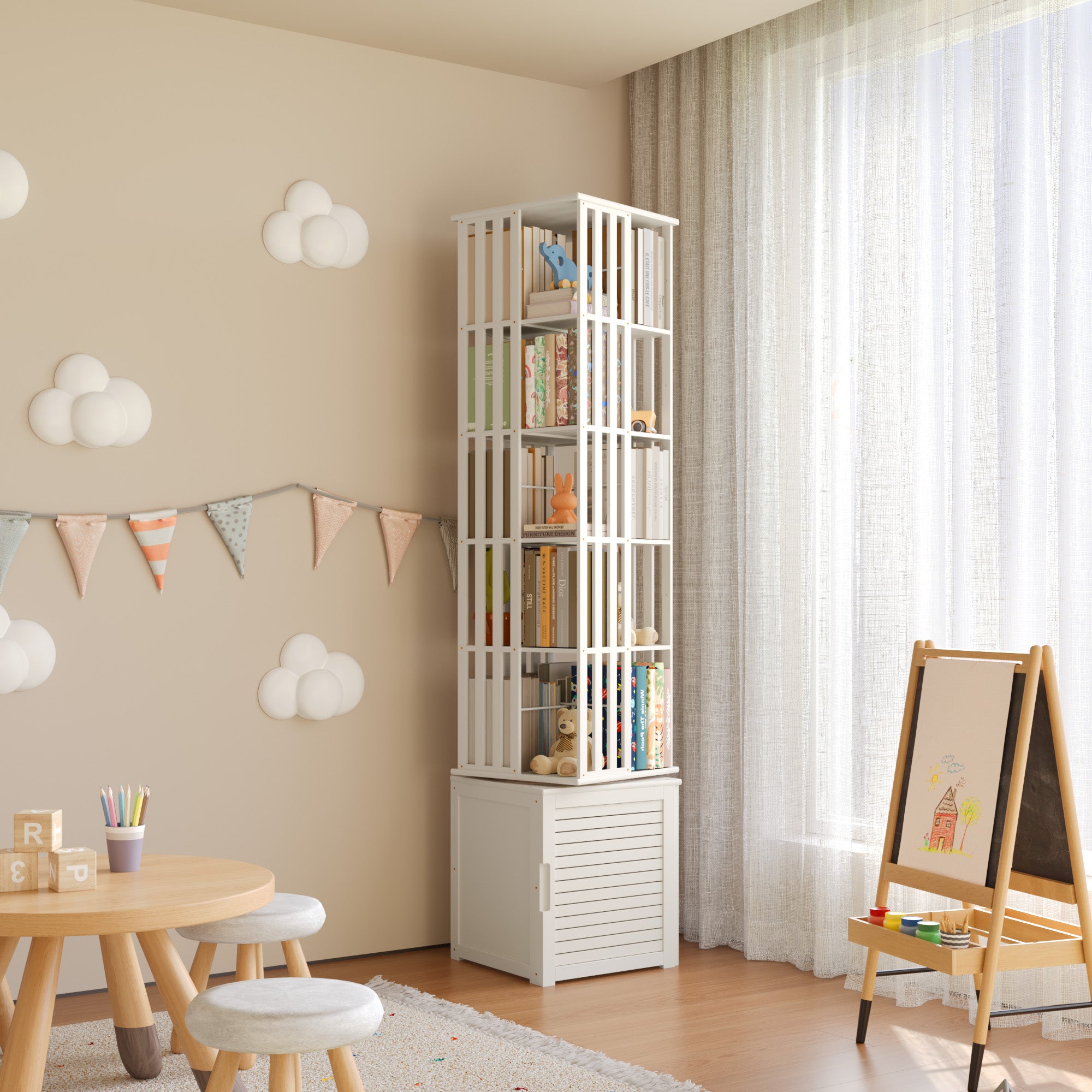 YOWOS Vortex Series Meridian 360° Rotating Bookshelf /CD Organizer