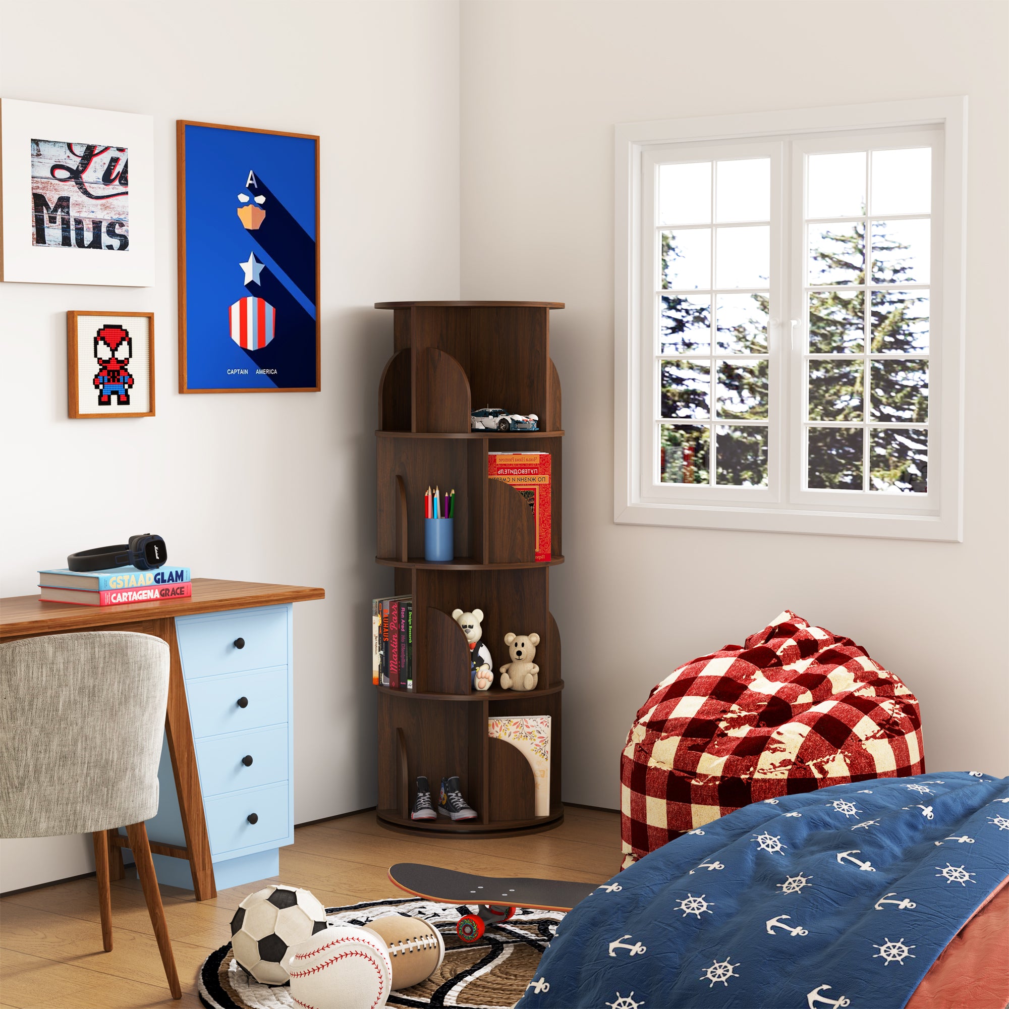 YOWOS Vortex Series Circinus Core 360° Rotating Bookshelf / Storage Rack