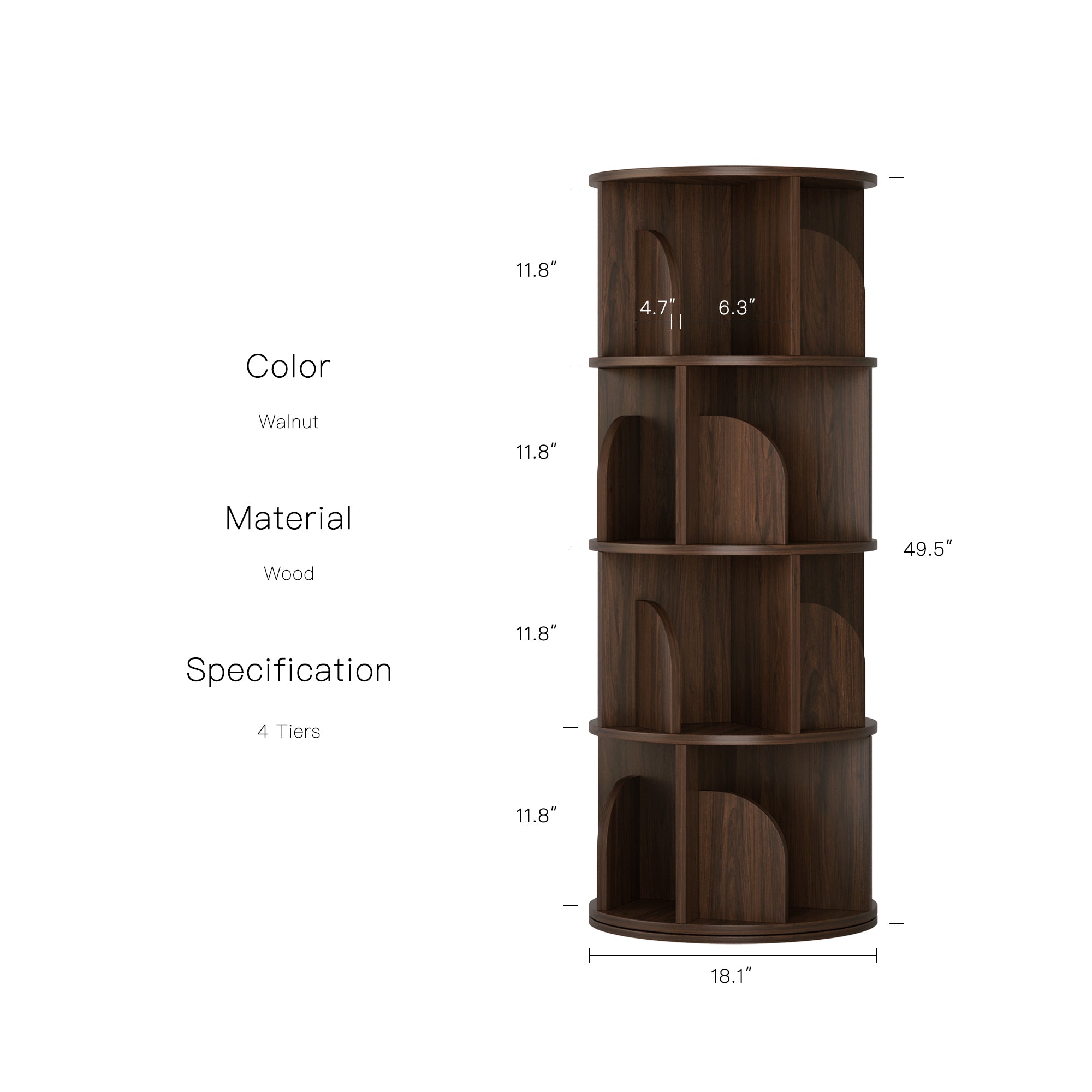 YOWOS Vortex Series Circinus Core 360° Rotating Bookshelf / Storage Rack
