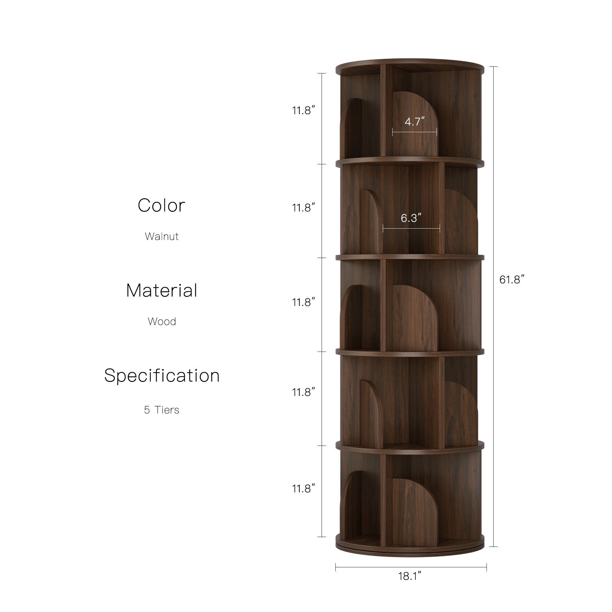 YOWOS Vortex Series Circinus Core 360° Rotating Bookshelf / Storage Rack