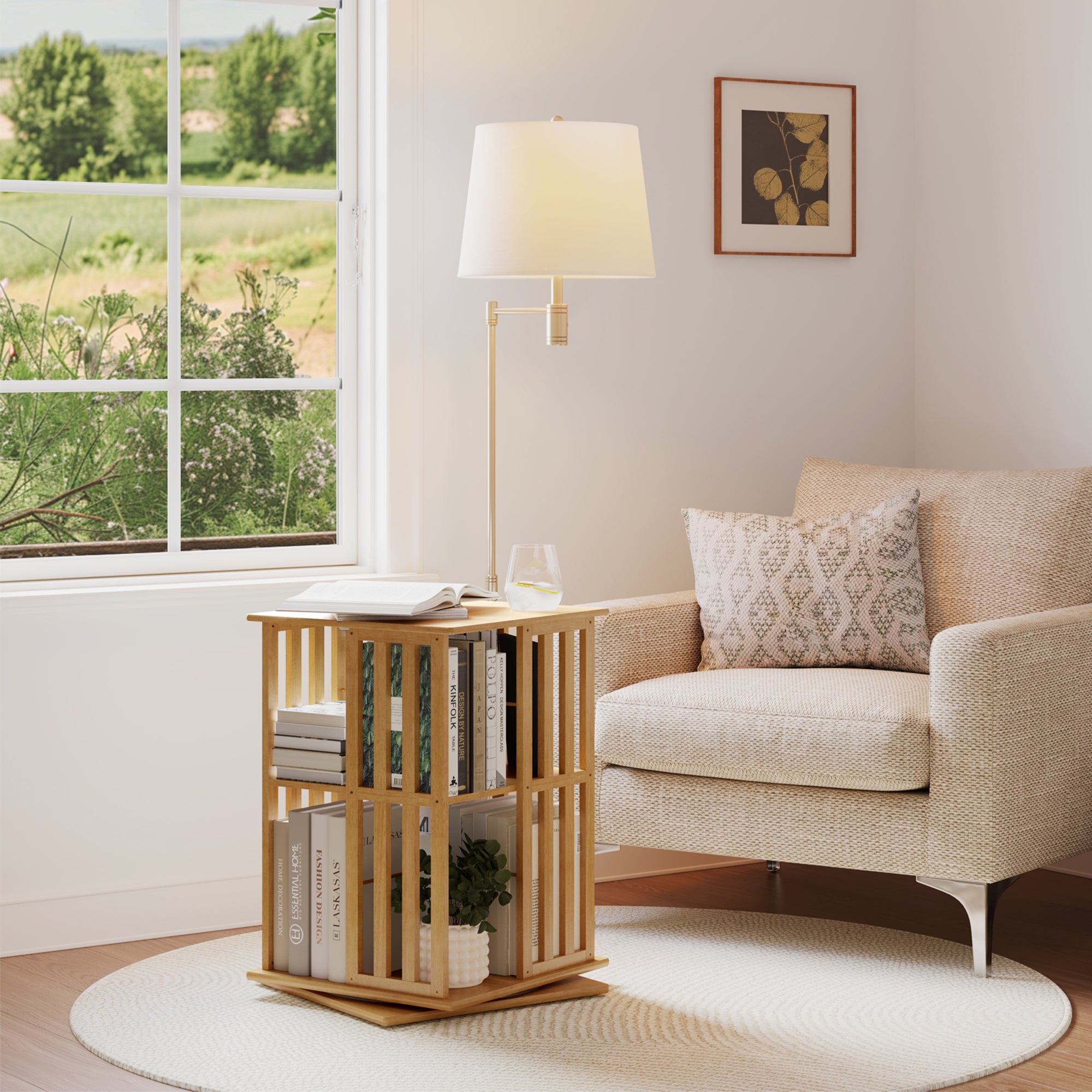 YOWOS Vortex Series Meridian 360° Rotating Bookshelf /CD Organizer