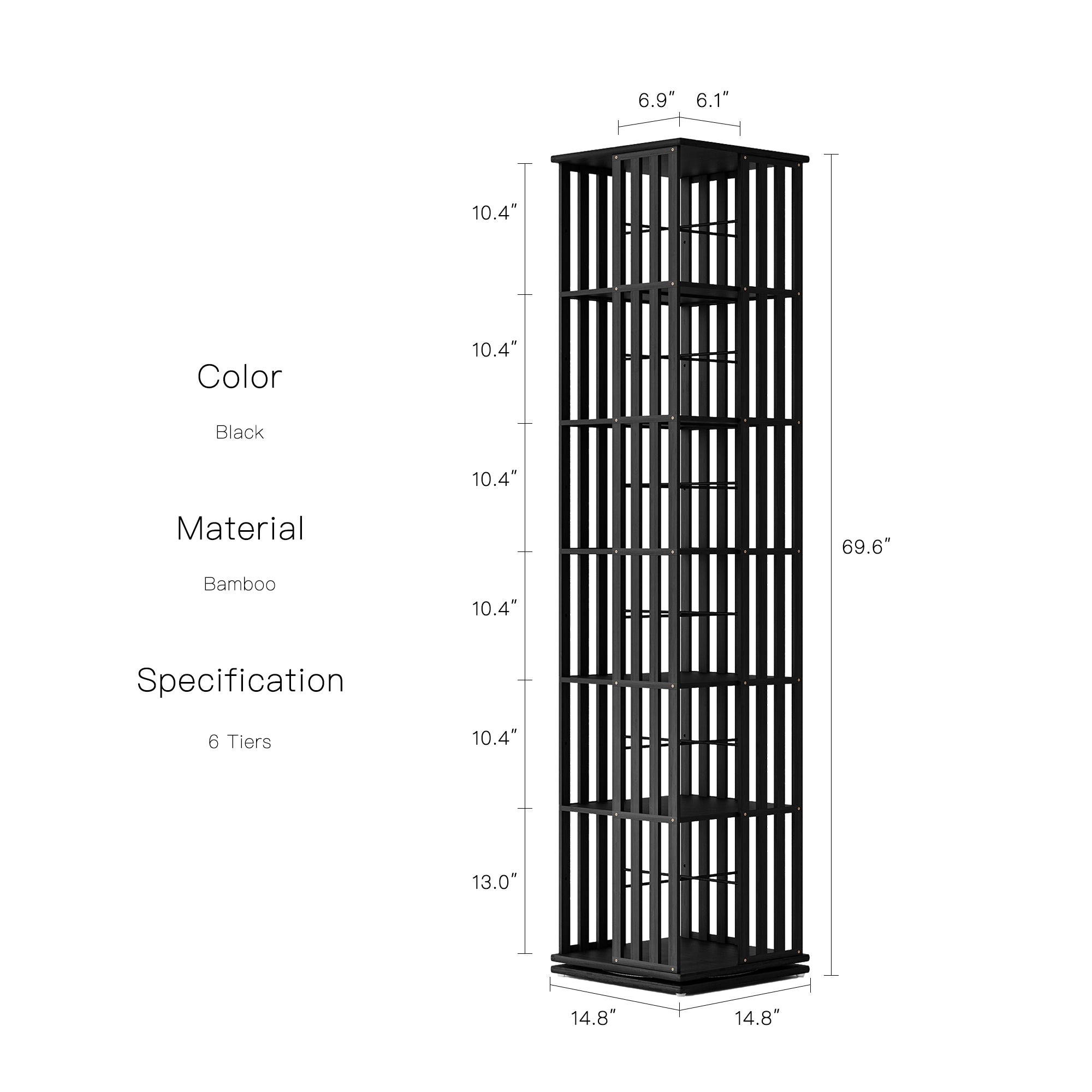 YOWOS Vortex Series Meridian 360° Rotating Bookshelf /CD Organizer
