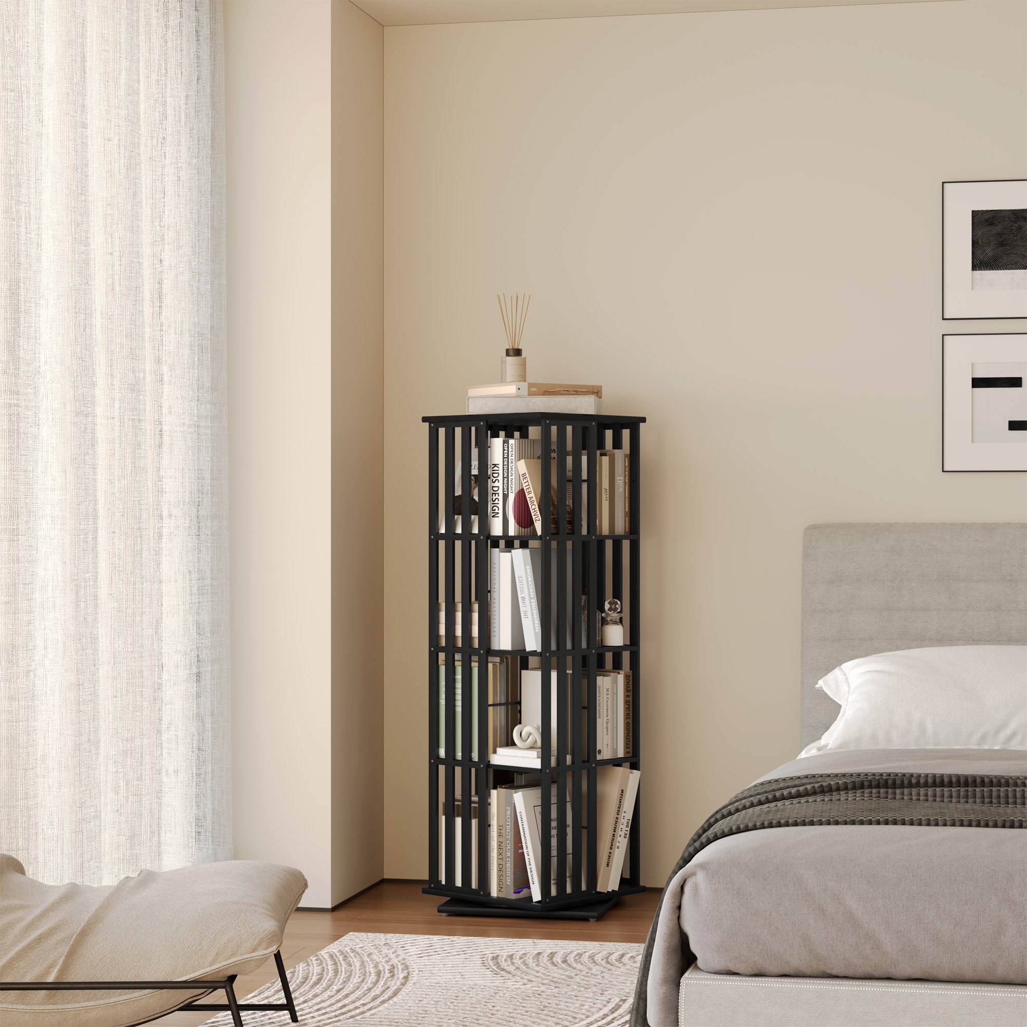 YOWOS Vortex Series Meridian 360° Rotating Bookshelf /CD Organizer