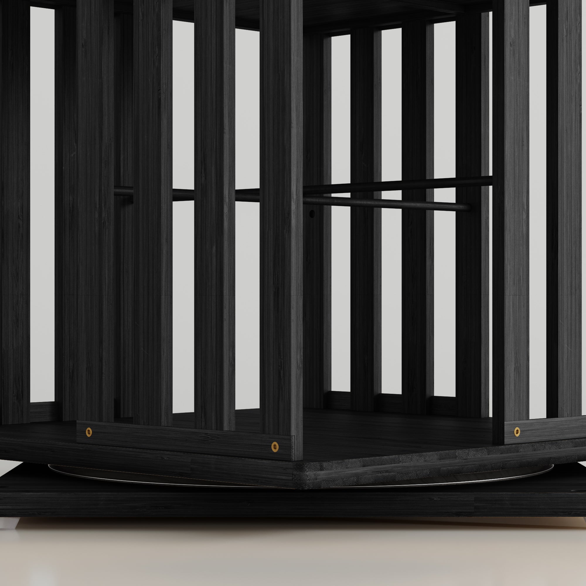 YOWOS Vortex Series Meridian 360° Rotating Bookshelf Bamboo Black 6 Tiers