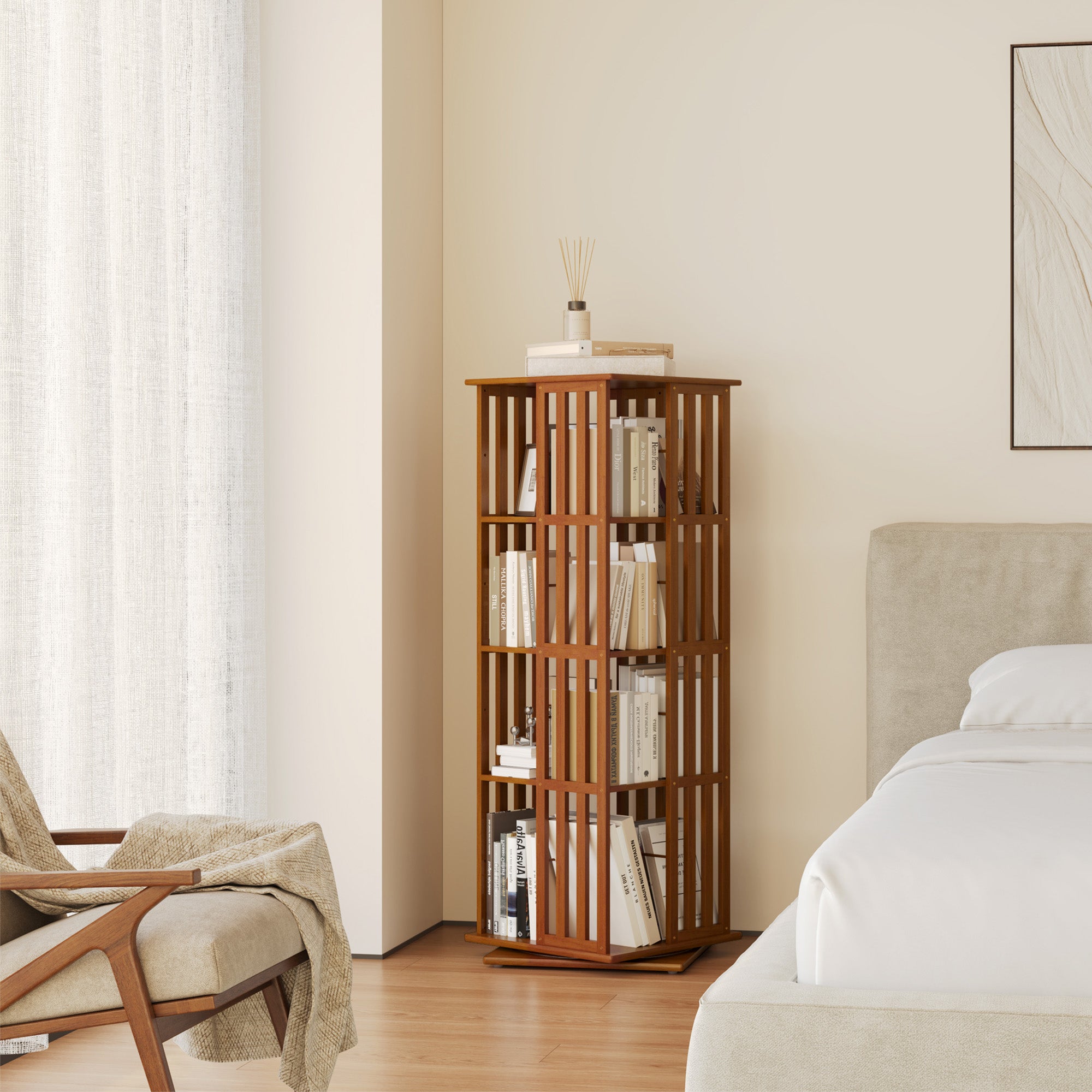 YOWOS Vortex Series Meridian 360° Rotating Bookshelf /CD Organizer