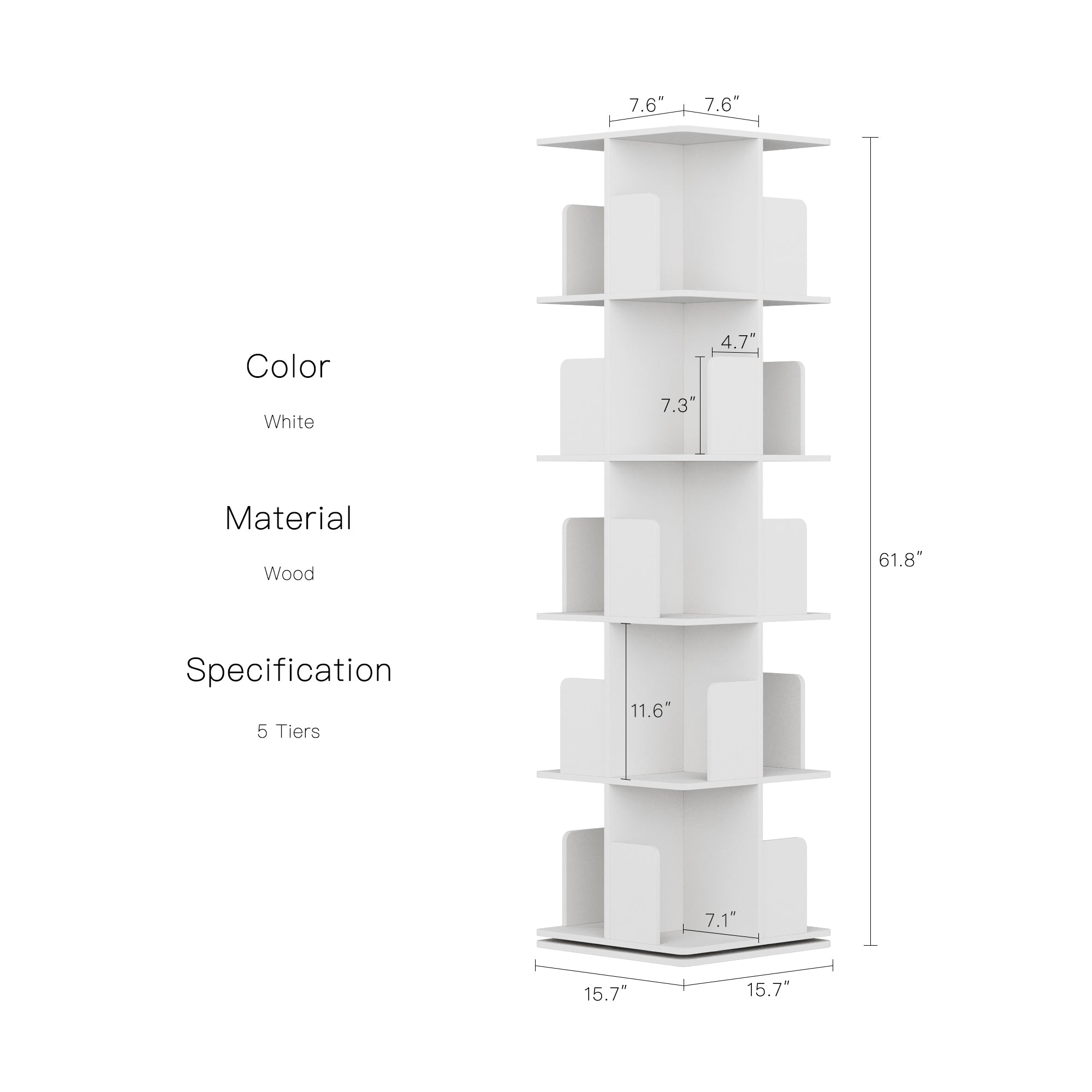 YOWOS Vortex Series Vitru Spin 360° Rotating Bookshelf / Storage Rack