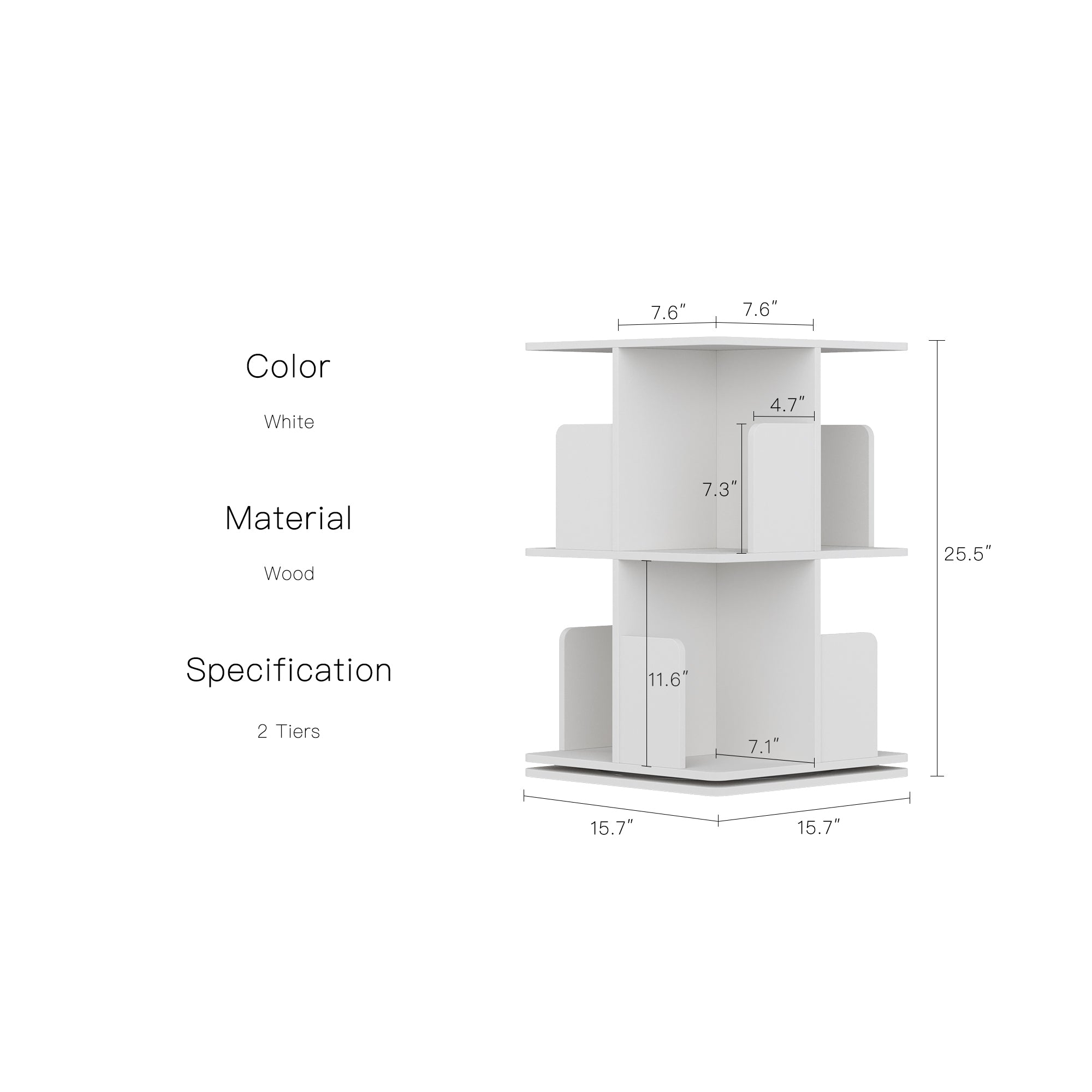 YOWOS Vortex Series Vitru Spin 360° Rotating Bookshelf / Storage Rack