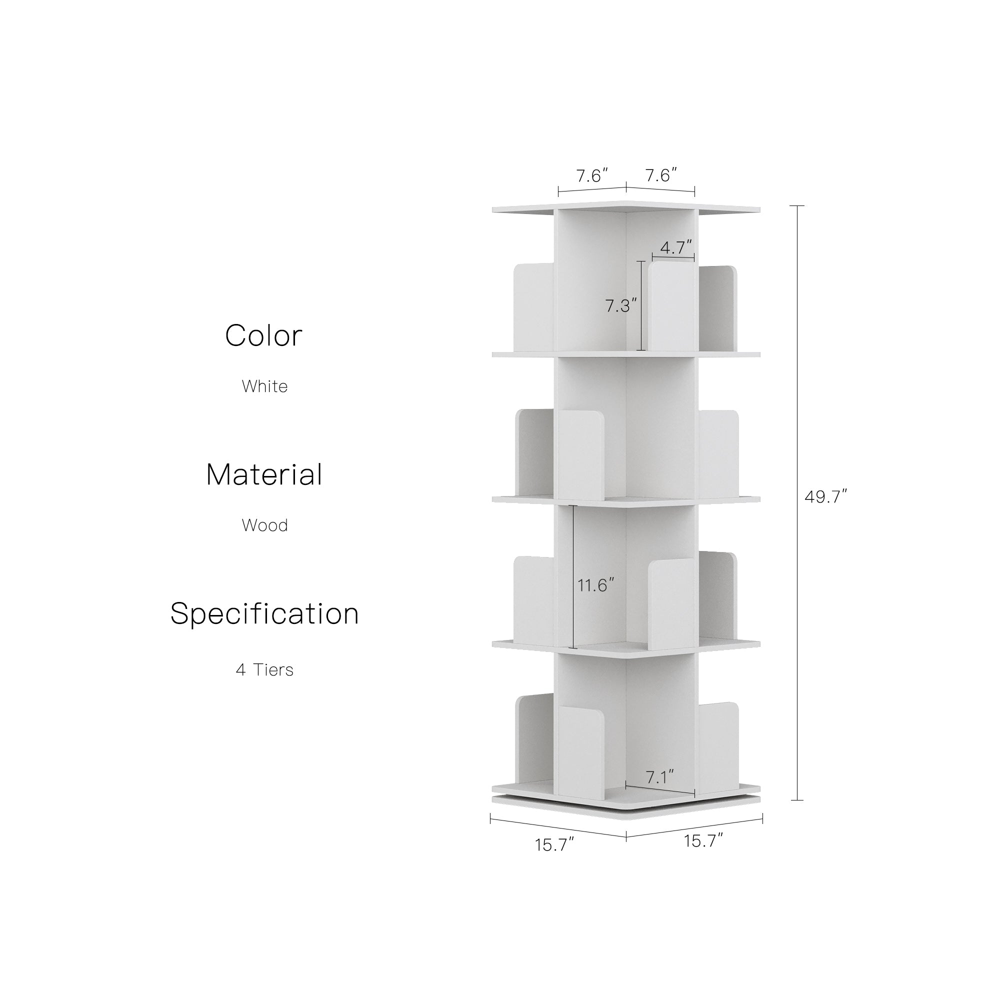 YOWOS Vortex Series Vitru Spin 360° Rotating Bookshelf / Storage Rack