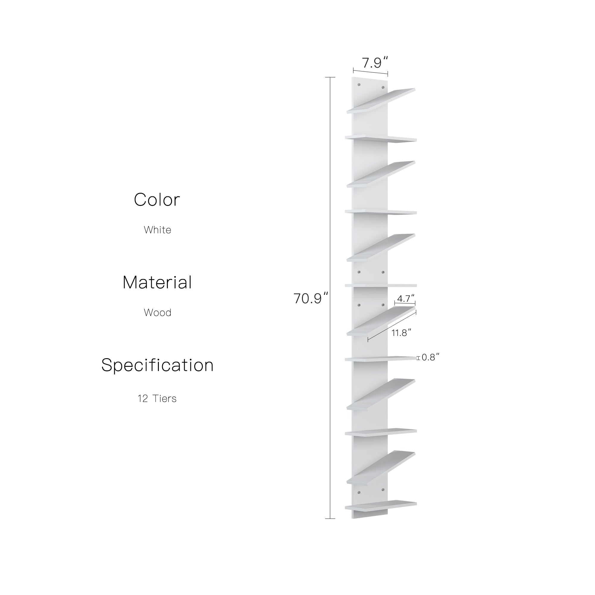 YOWOS Thor Z-Shaped Wall-Mounted Shoe Shelf for 6 Pairs of Shoes