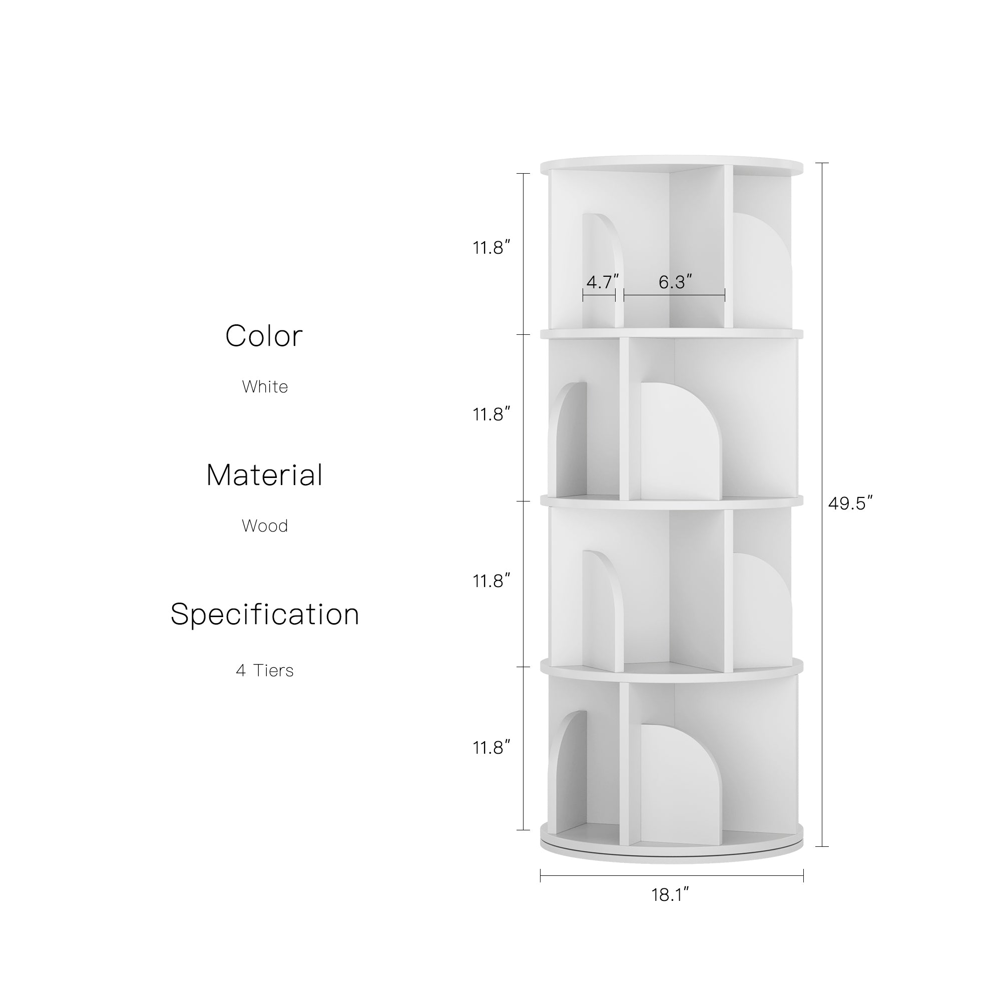YOWOS Vortex Series Circinus Core 360° Rotating Bookshelf / Storage Rack
