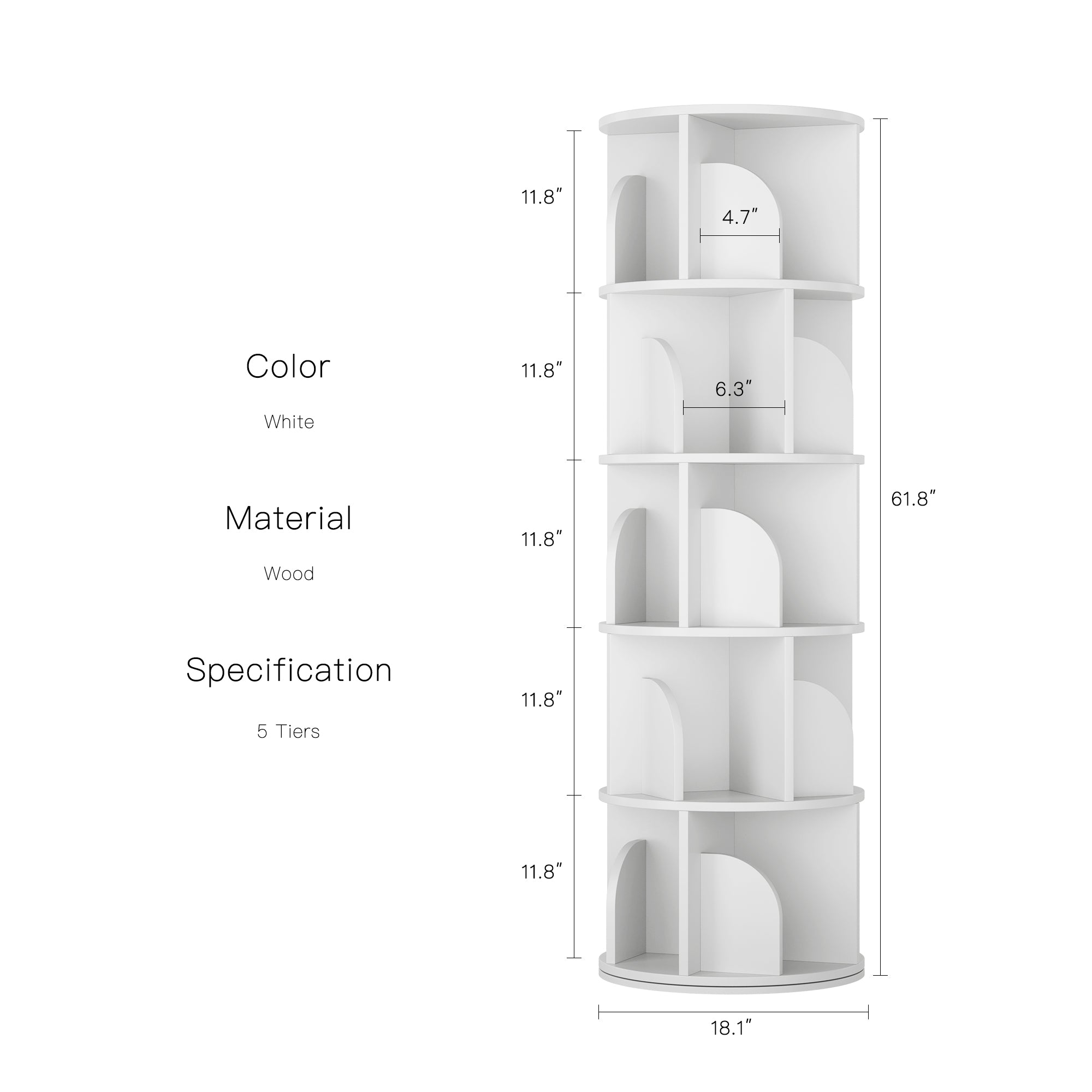 YOWOS Vortex Series Circinus Core 360° Rotating Bookshelf / Storage Rack