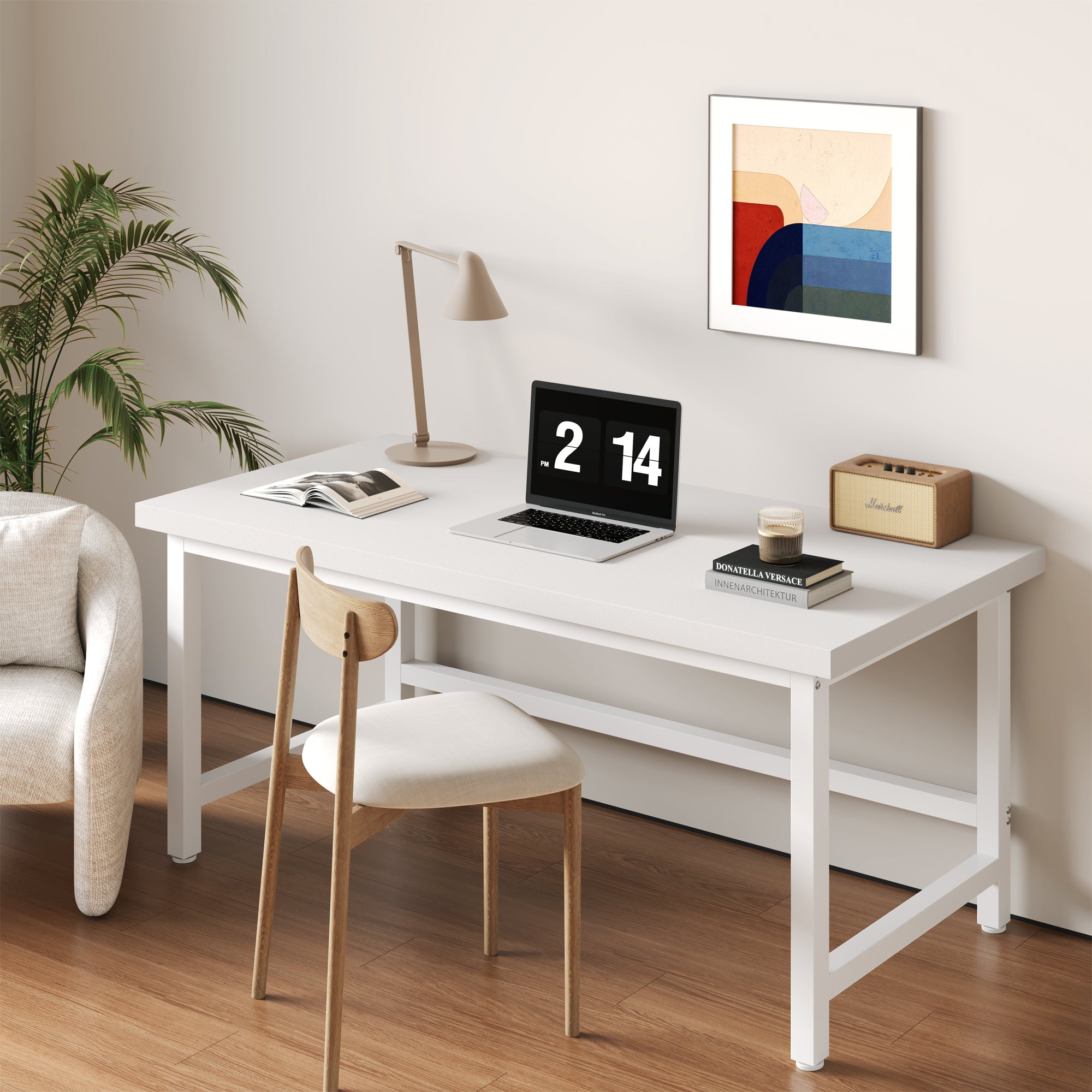 YOWOS Worktop Series Steelstride Ergonomic Computer Desk Wood White 61.0