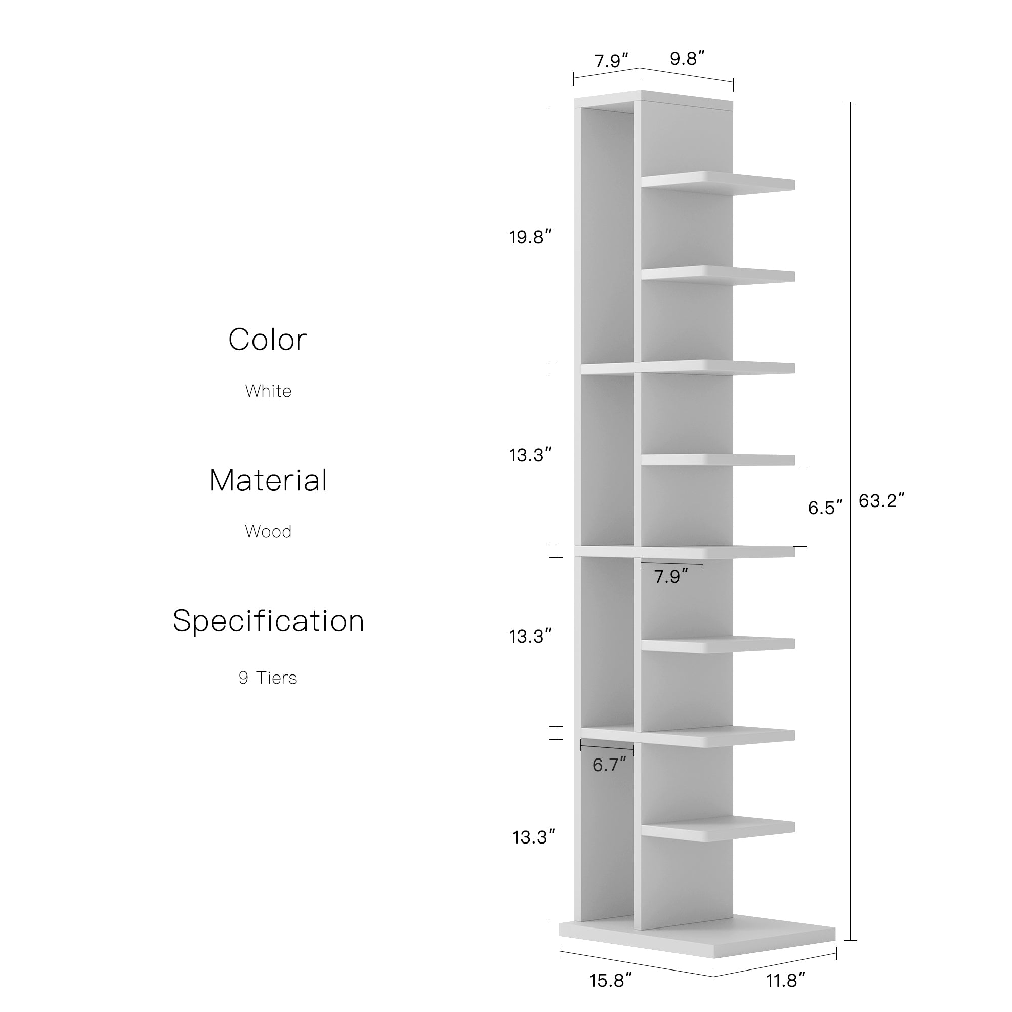 YOWOS Chiaroscuro Series Mirage 9-Tier Vertical Invisible Bookshelf
