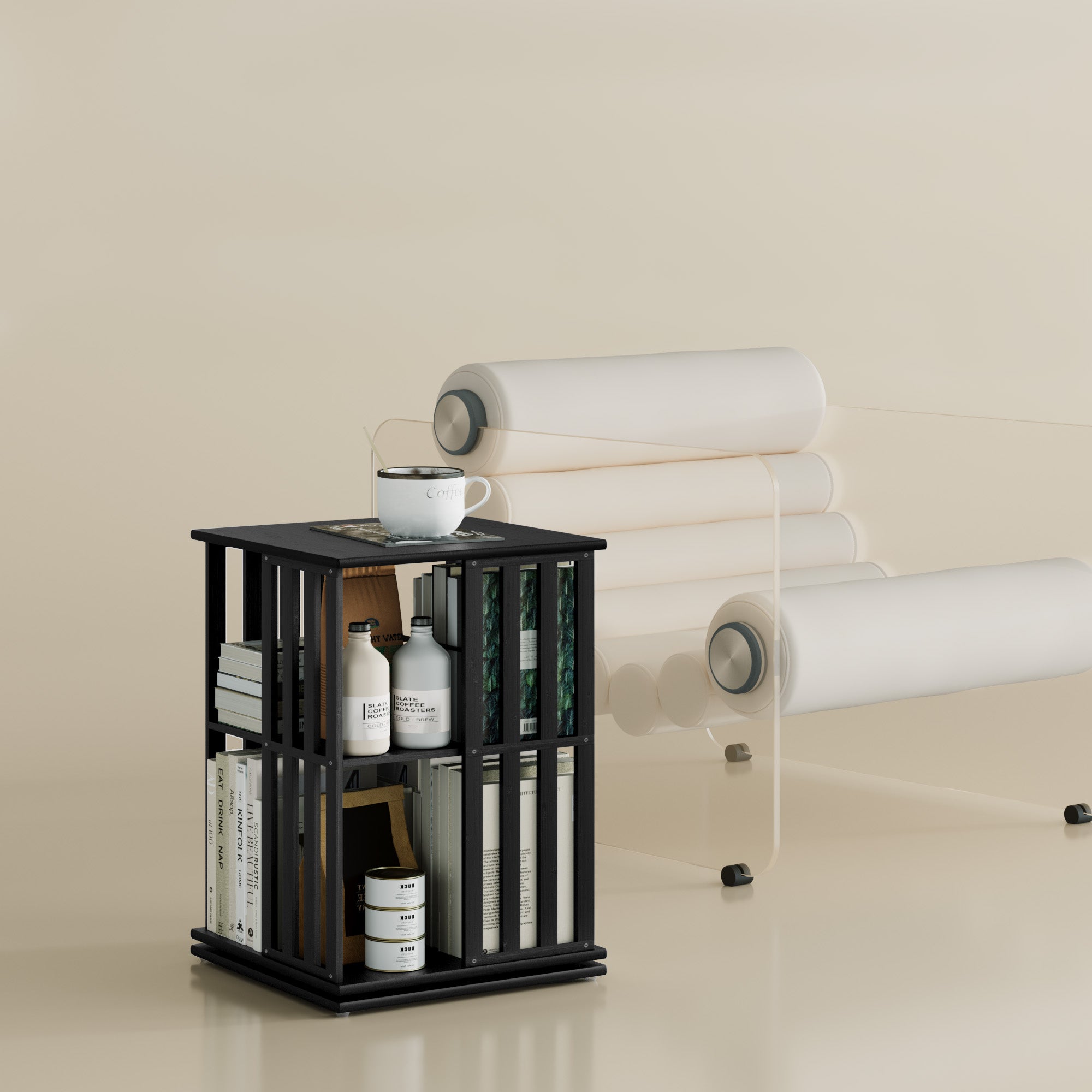 YOWOS Vortex Series Meridian 360° Rotating Bookshelf /CD Organizer