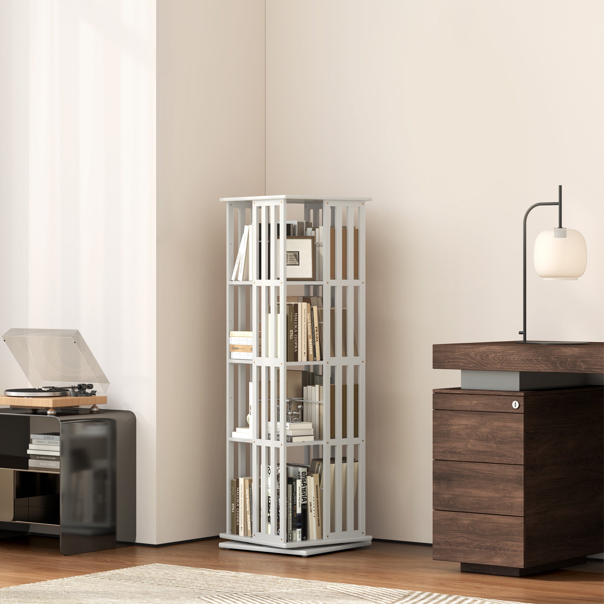 YOWOS Vortex Series Meridian 360° Rotating Bookshelf /CD Organizer